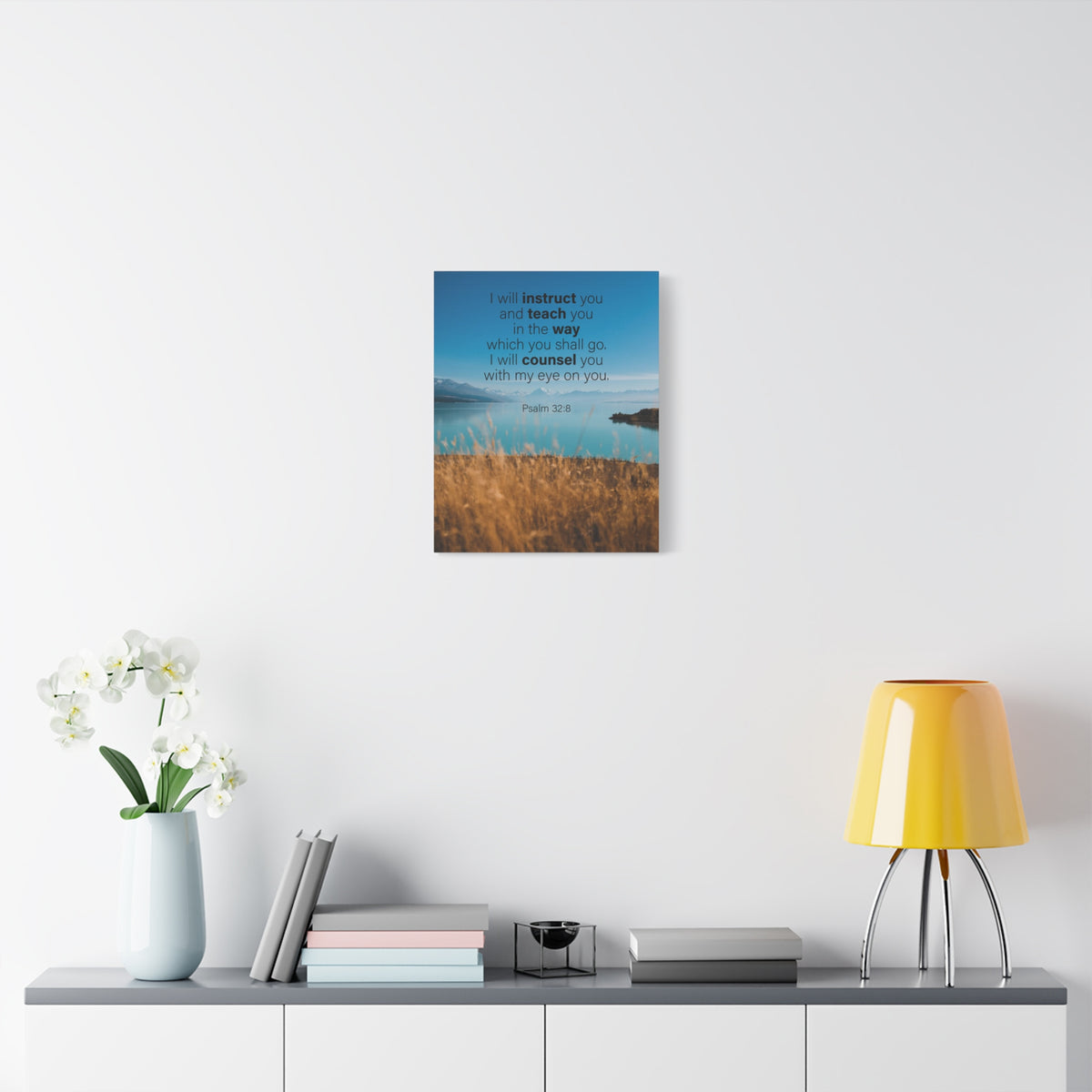 Scripture Canvas God's Instruction Psalm 32:8 Christian Wall Art Bible Verse Print Ready to Hang-Express Your Love Gifts