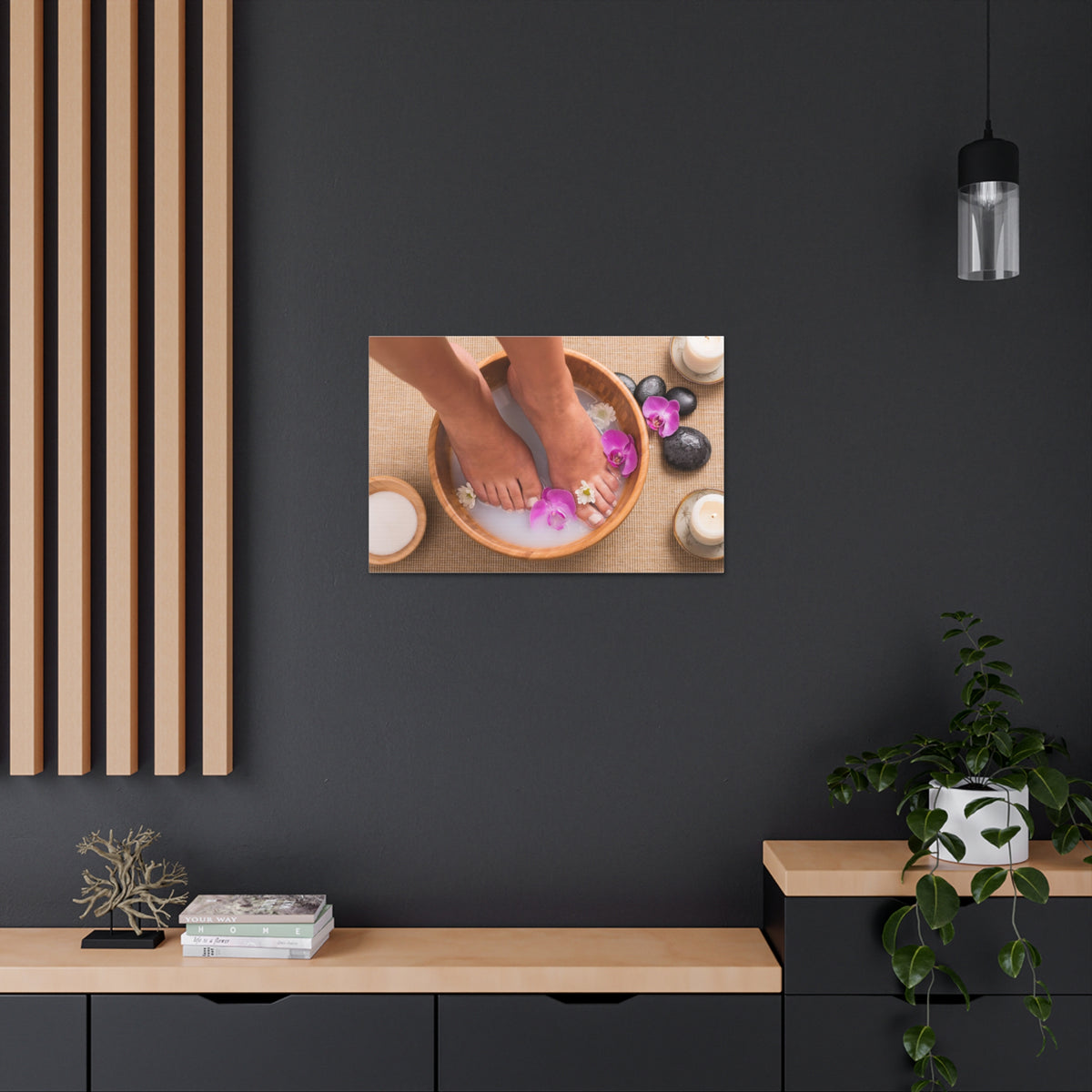 Footbath With Orchid Forest Floral Nature Photography Canvas Wall Art for Home Decor Ready-to-Hang-Express Your Love Gifts