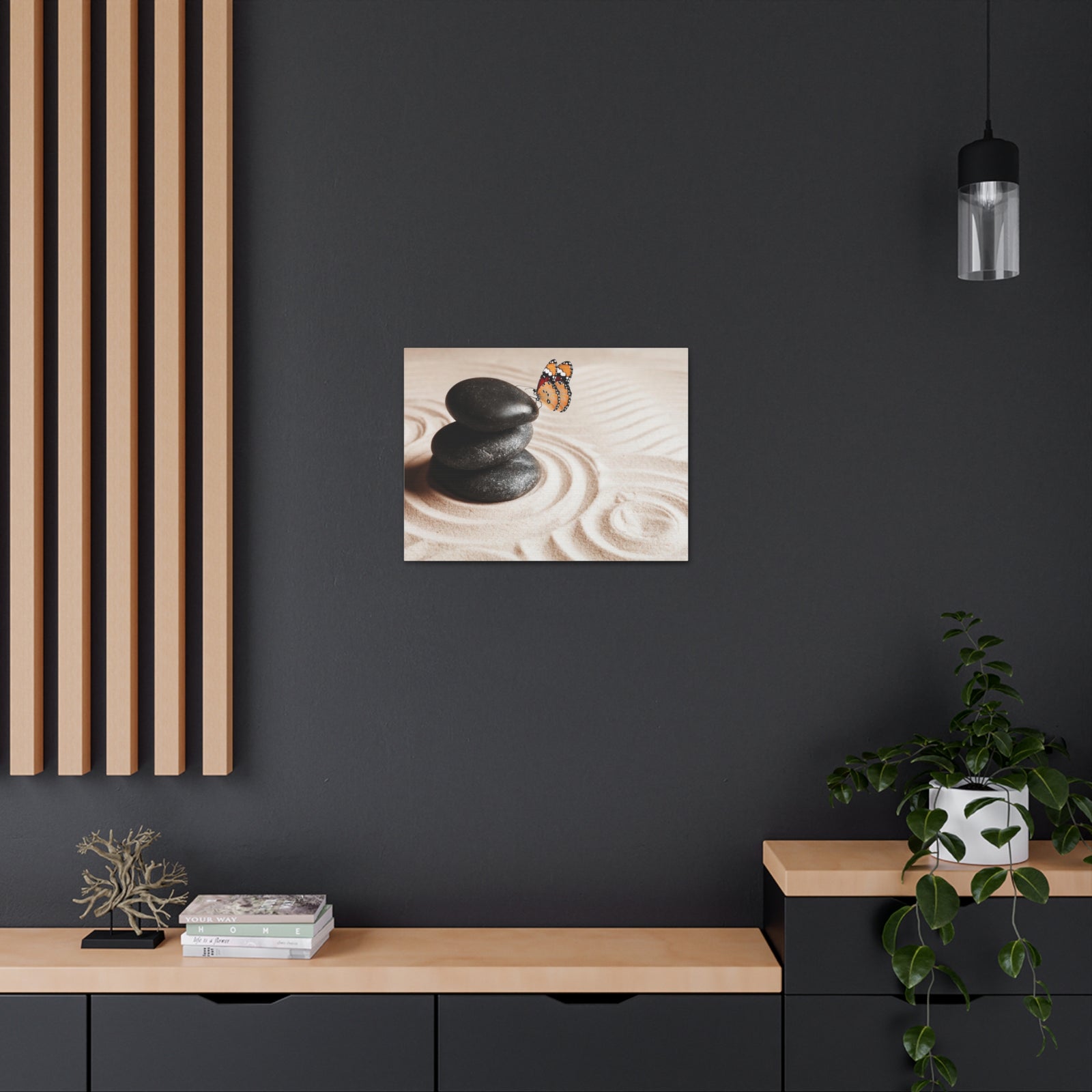 Stones on Sand Forest Floral Nature Photography Canvas Wall Art for Home Decor Ready-to-Hang-Express Your Love Gifts