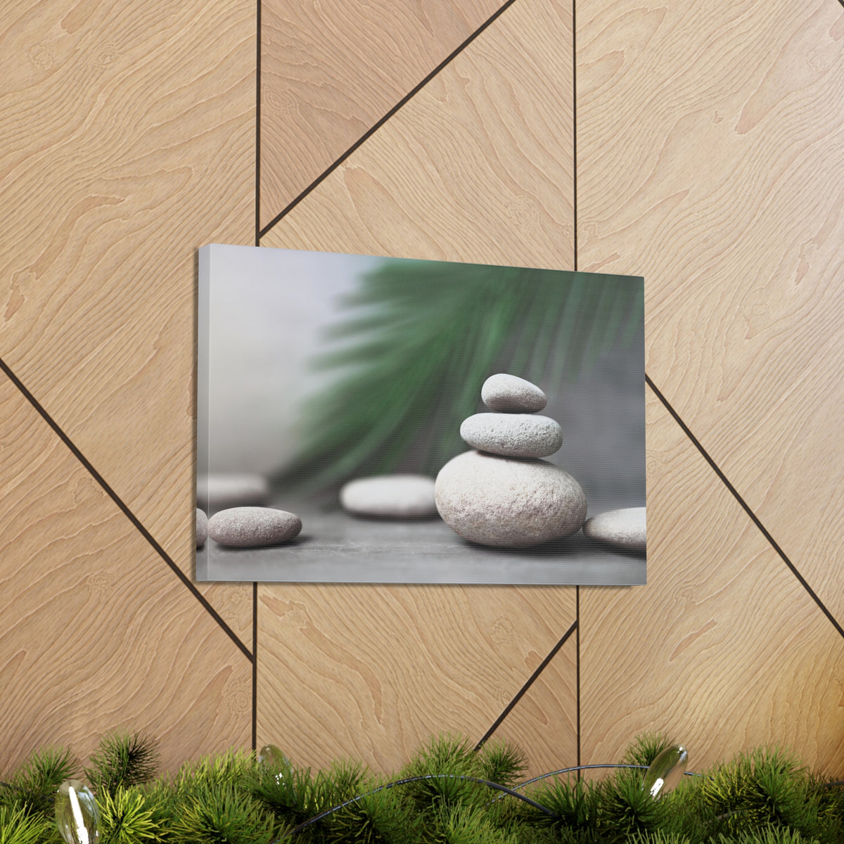 Spa Stones with Palm Forest Floral Nature Photography Canvas Wall Art for Home Decor Ready-to-Hang-Express Your Love Gifts