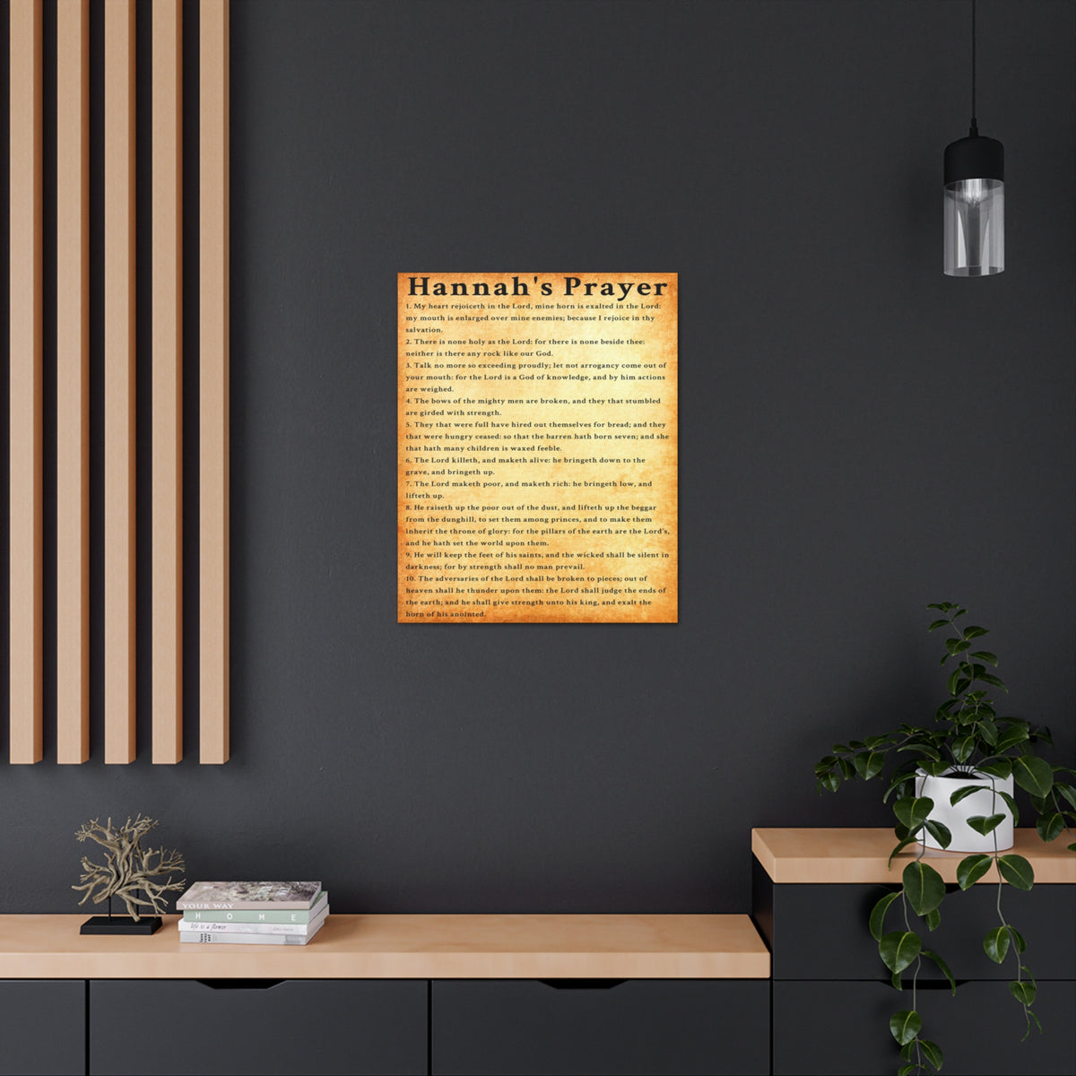 Scripture Walls Hannah's Prayer 1 Samuel 2:1–10 Gold Bible Verse Canvas Christian Wall Art Ready to Hang Unframed-Express Your Love Gifts