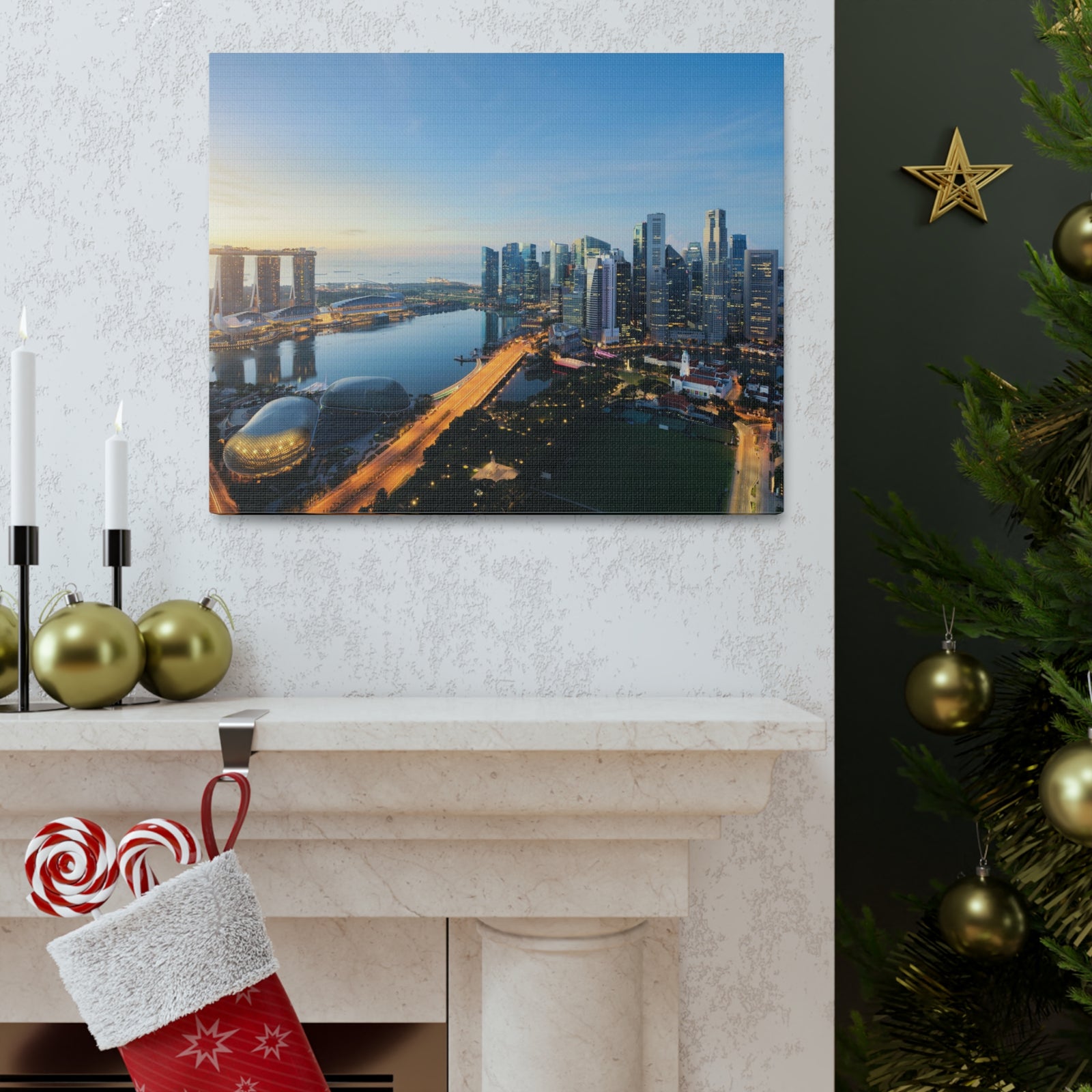 Singapore Daylight Skyline Canvas Artwork High-Quality Breathtaking Stunning Cityscape for Home Decor Ready to Hang-Express Your Love Gifts