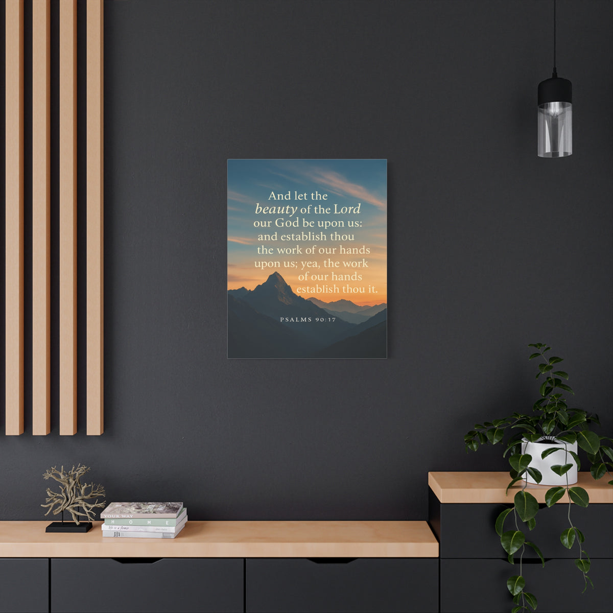 Bible Verse Canvas Psalms 90:17 Christian Home Décor Wall Art Scripture Ready to Hang Faith Print-Express Your Love Gifts