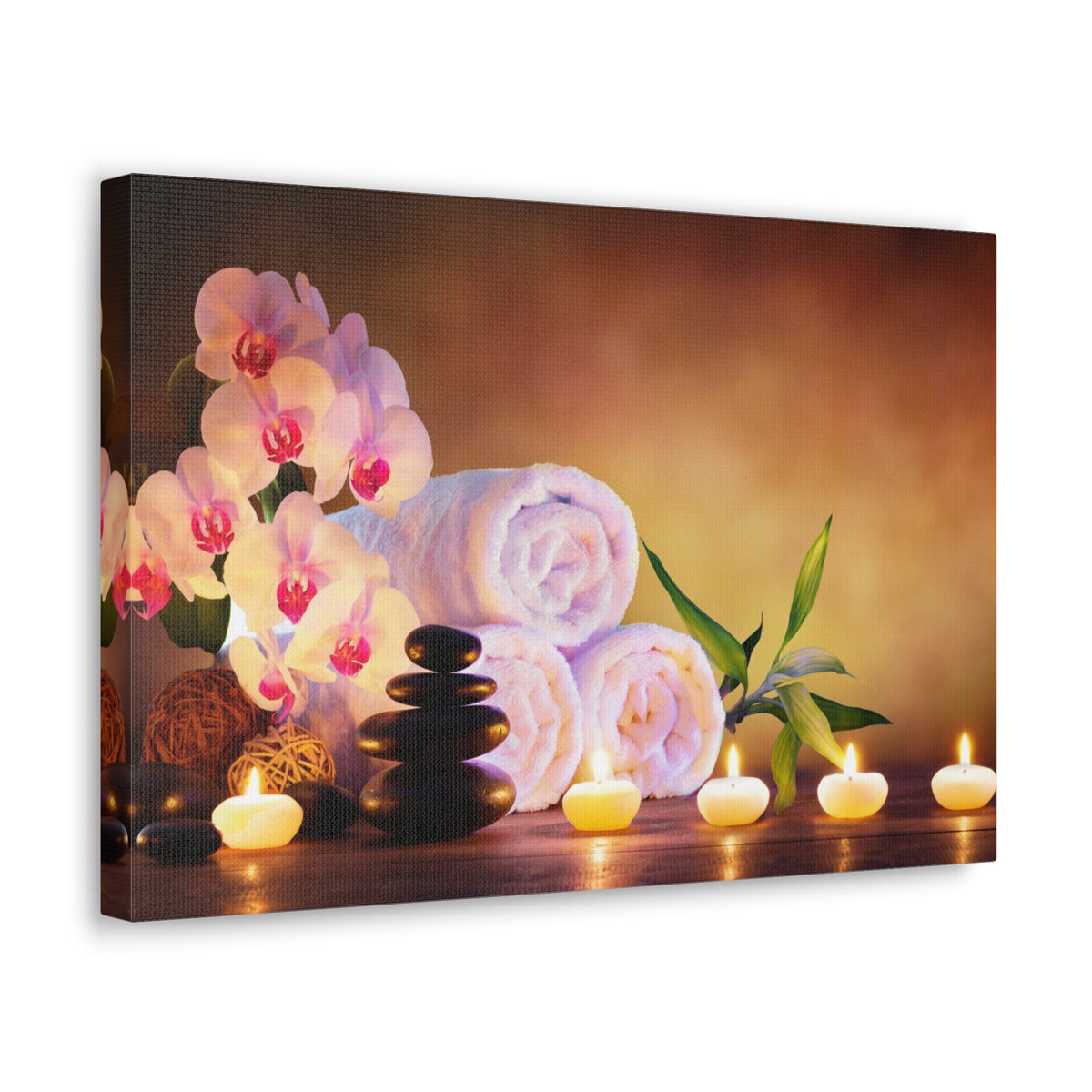 Massage Stones with Towels Forest Floral Nature Photography Canvas Wall Art for Home Decor Ready-to-Hang-Express Your Love Gifts