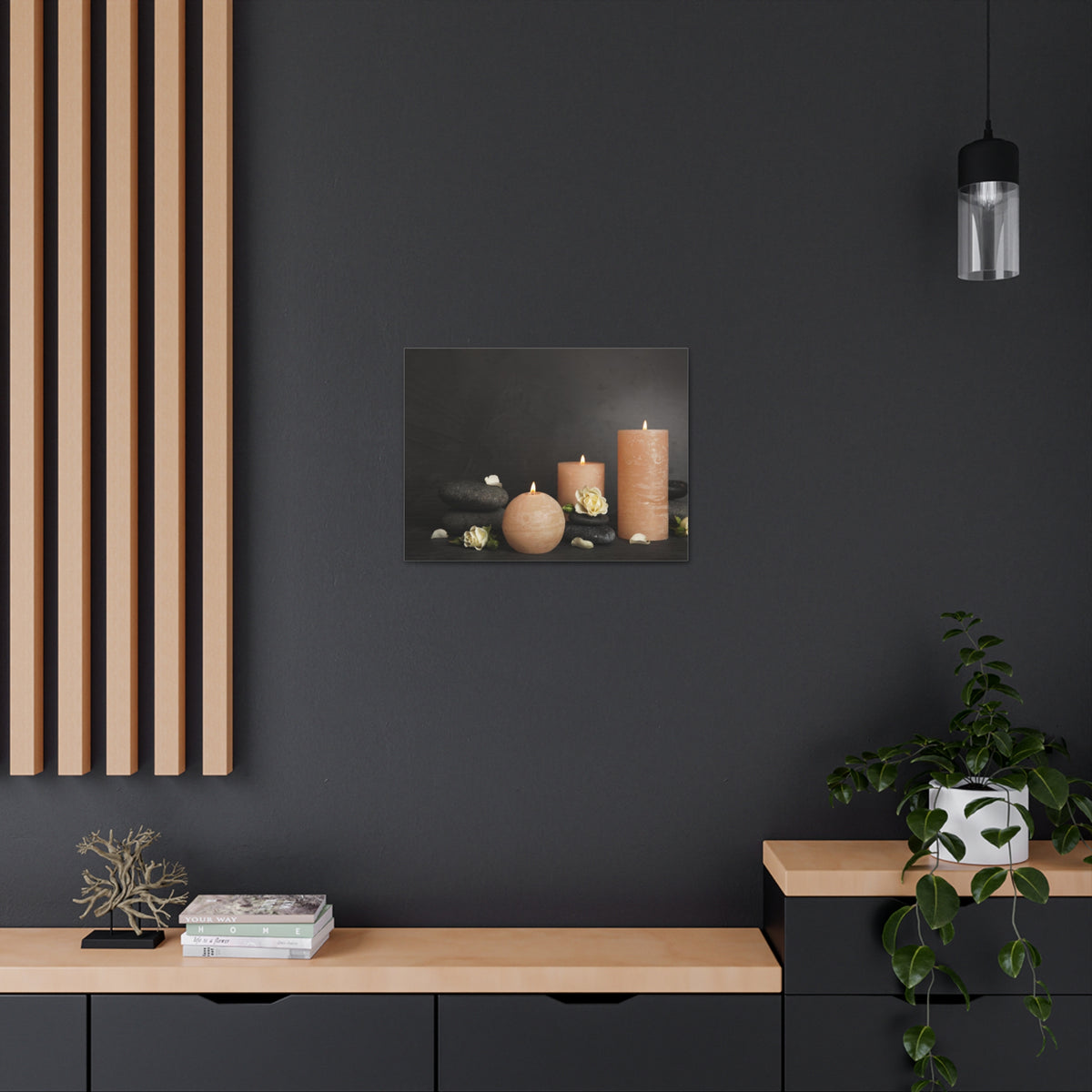 Spa Burning Candles Forest Floral Nature Photography Canvas Wall Art for Home Decor Ready-to-Hang-Express Your Love Gifts