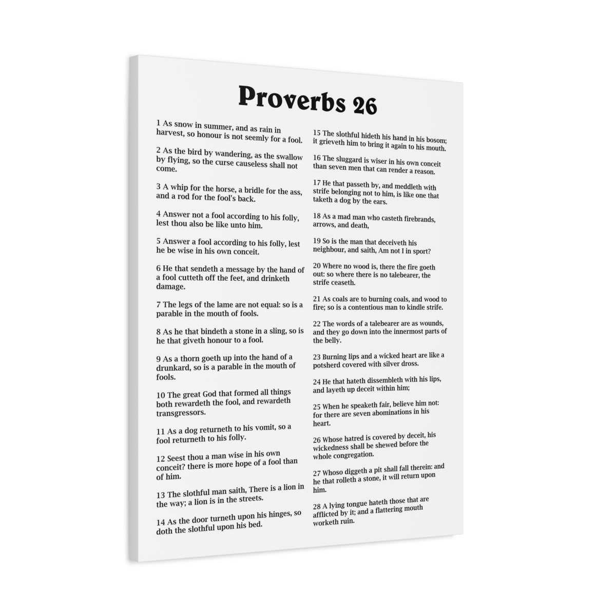 Scripture Walls Proverbs Chapter 26 White Bible Canvas Christian Wall Art Ready to Hang Unframed-Express Your Love Gifts