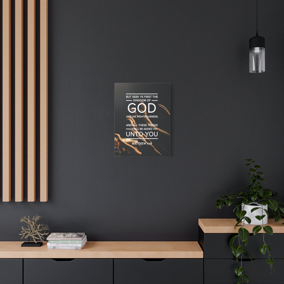Scripture Canvas Kingdom of God Matthew 6:33 Christian Wall Art Bible Verse Print Ready to Hang-Express Your Love Gifts
