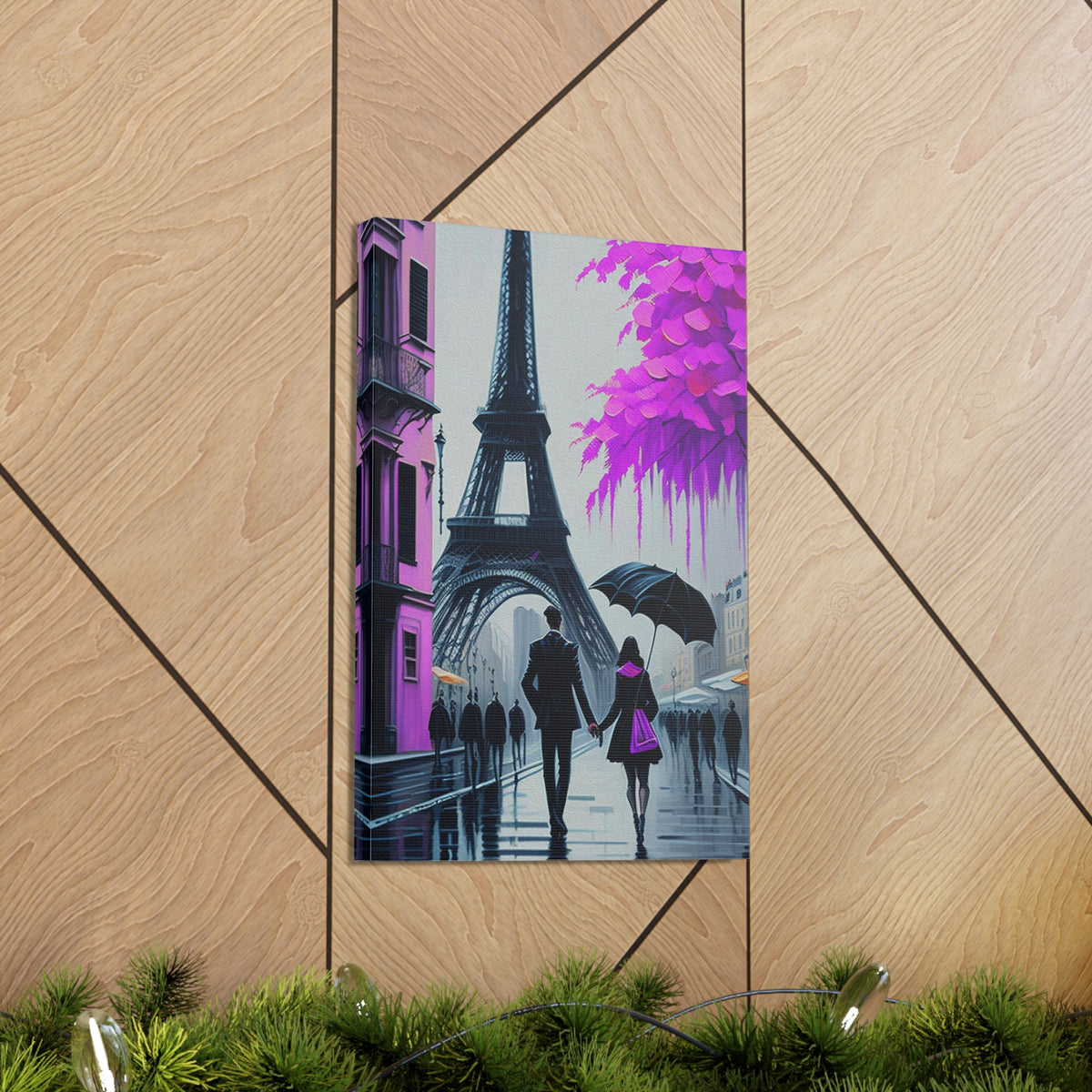 Romantic Couple Paris Eiffel Tower France Canvas Artwork High-Quality Breathtaking French City for Home Decor Ready to Hang-Express Your Love Gifts