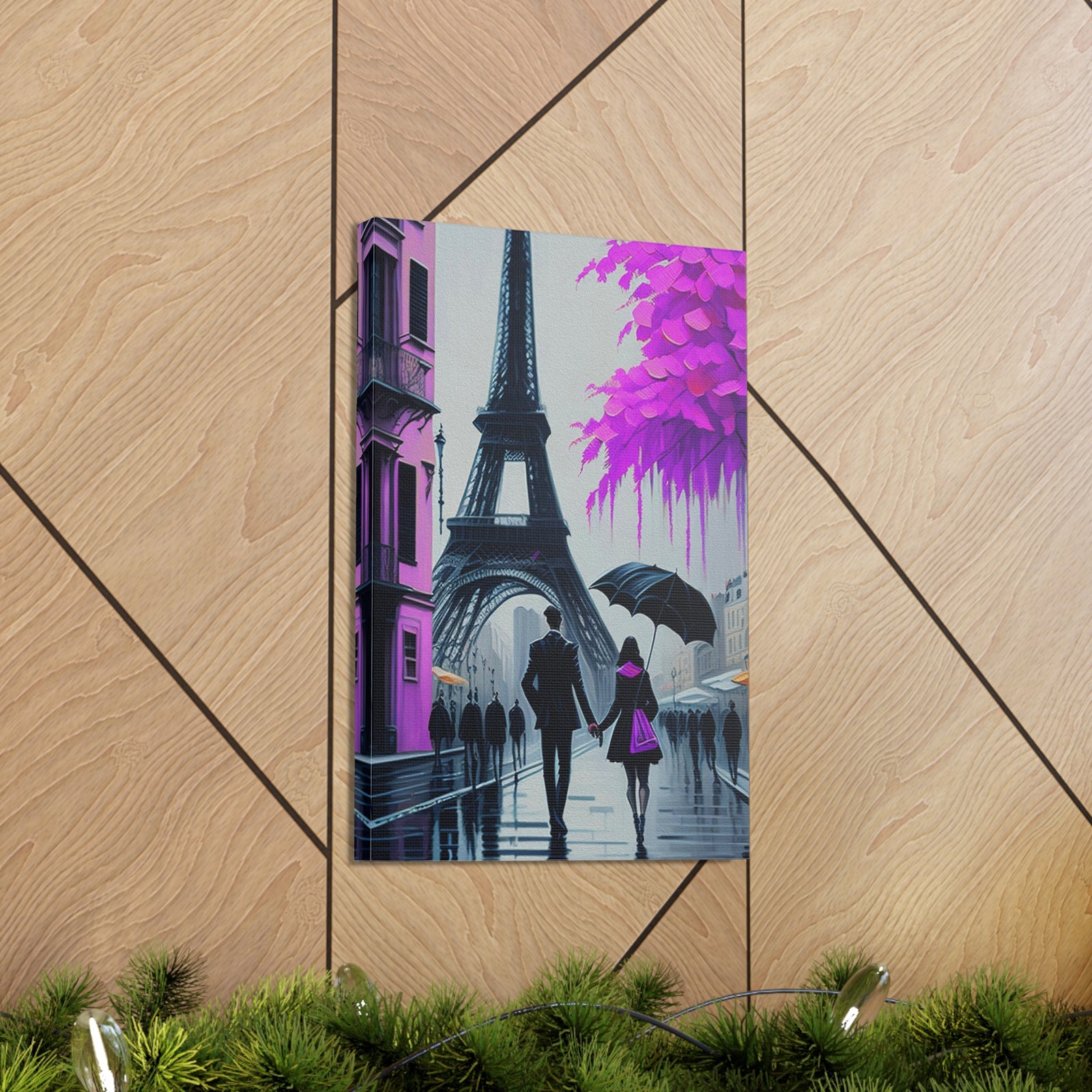Romantic Couple Paris Eiffel Tower France Canvas Artwork High-Quality Breathtaking French City for Home Decor Ready to Hang-Express Your Love Gifts