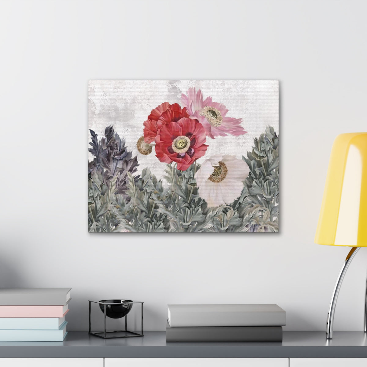 Poppies Flowers Illustration Flower Canvas Wall Art for Home Decor Ready-to-Hang-Express Your Love Gifts