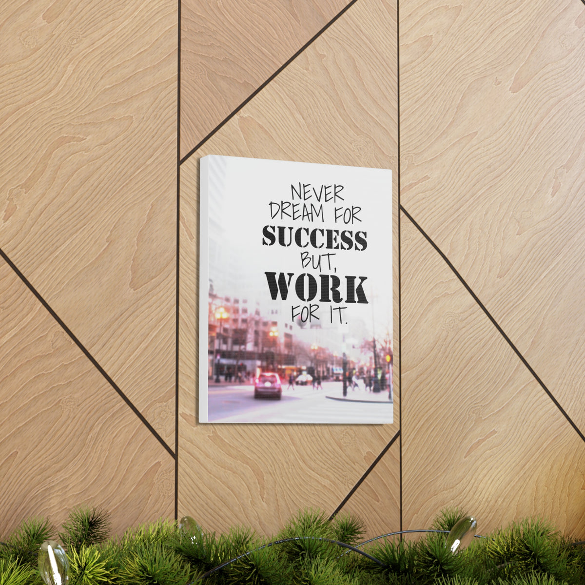 Inspirational Quote Canvas Never Dream For Success But Work For It Wall Art Motivational Motto Inspiring Prints Artwork Decor Ready to Hang-Express Your Love Gifts
