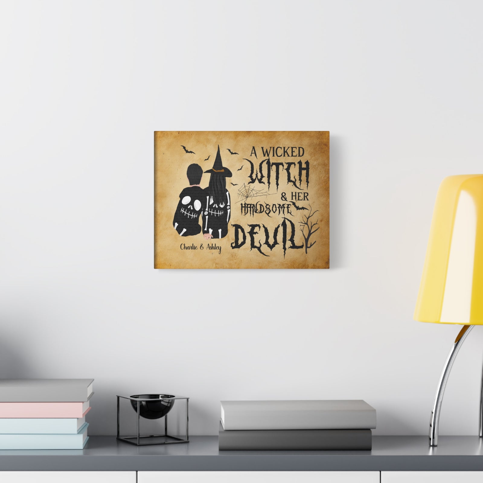 Personalized Wicked Witch & Handsome Devil Halloween Canvas Wall Art-Express Your Love Gifts