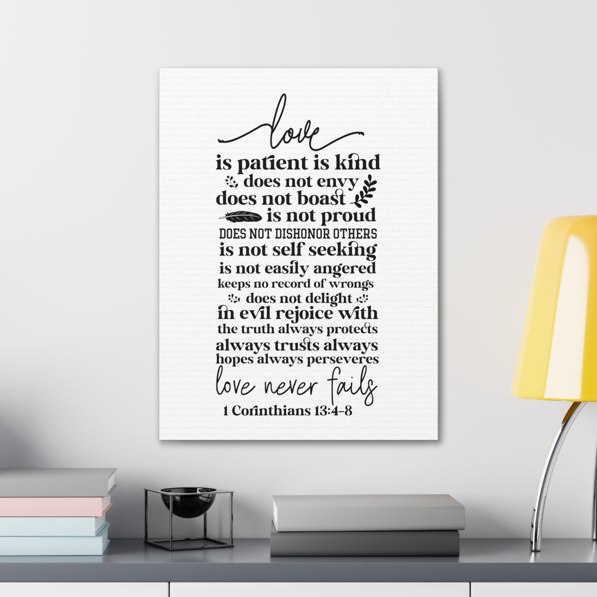 Scripture Walls 1 Corinthians 13:4-8 Love Is Bible Verse Canvas Christian Wall Art Ready to Hang Unframed-Express Your Love Gifts
