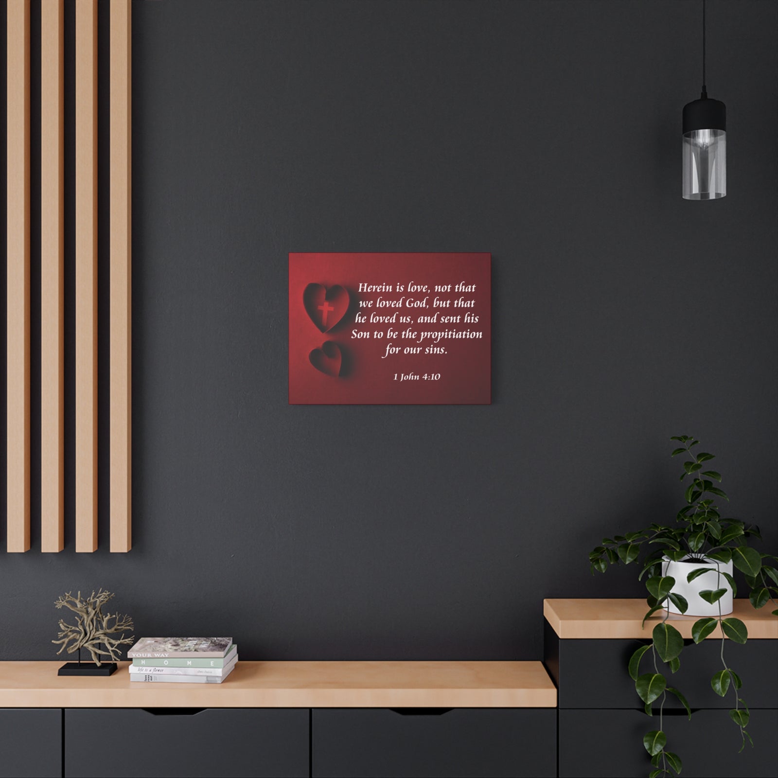 Bible Verse Canvas Herein is Love 1 John 4:10 Christian Home Décor Wall Art Scripture Ready to Hang Faith Print-Express Your Love Gifts