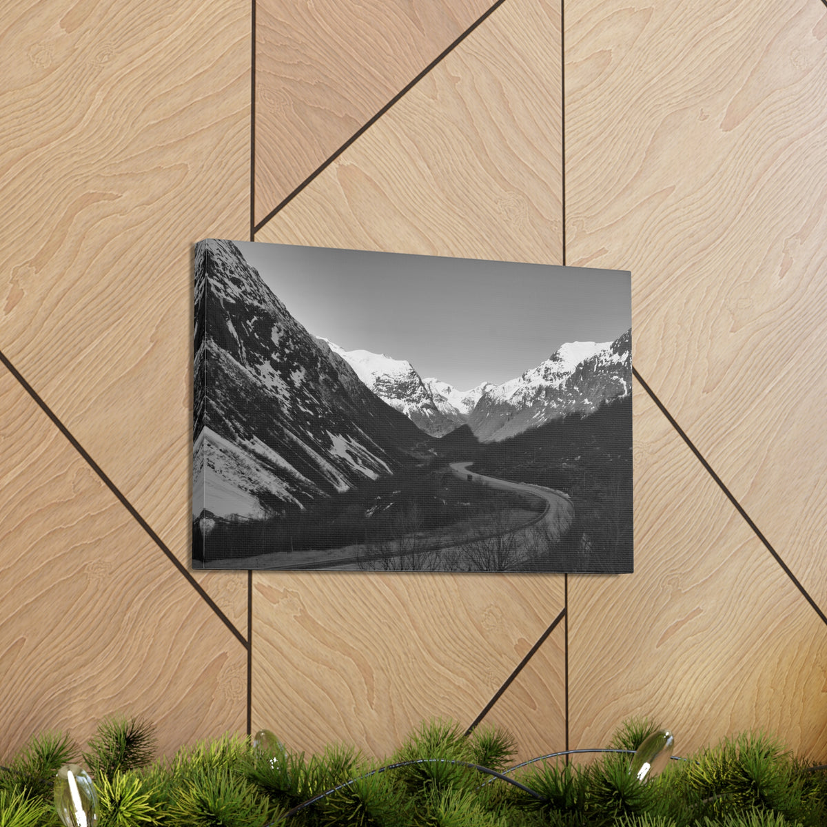 Forest Mountain Black And White Nature Wilderness Photography Canvas Wall Art for Home Decor Ready-to-Hang-Express Your Love Gifts