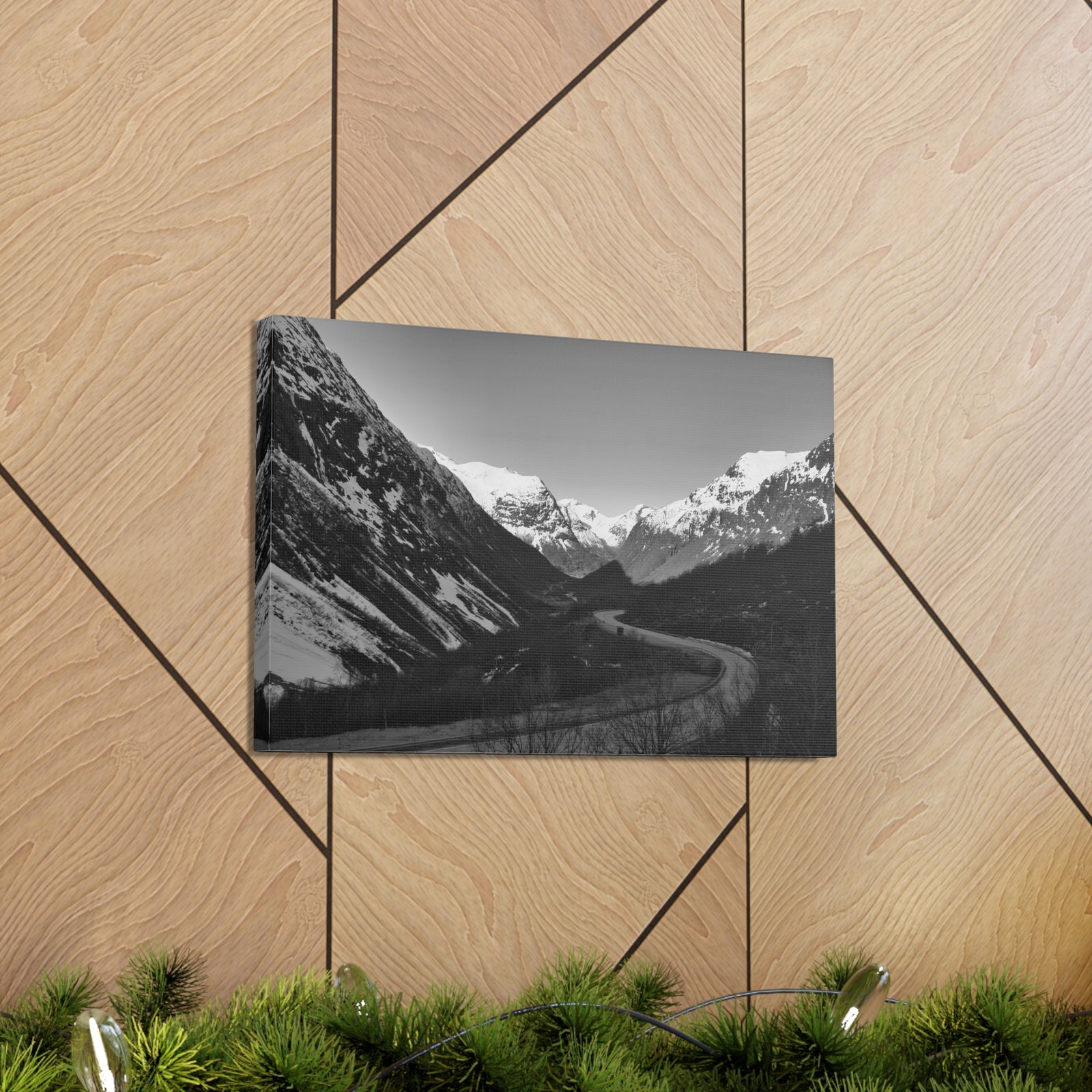 Forest Mountain Black And White Nature Wilderness Photography Canvas Wall Art for Home Decor Ready-to-Hang-Express Your Love Gifts