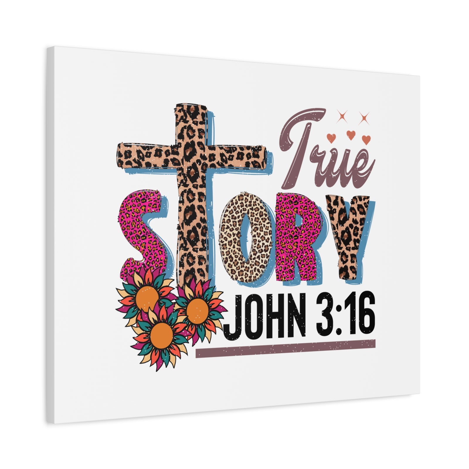Scripture Walls John 3:16 True Story Bible Verse Canvas Christian Wall Art Ready to Hang Unframed-Express Your Love Gifts