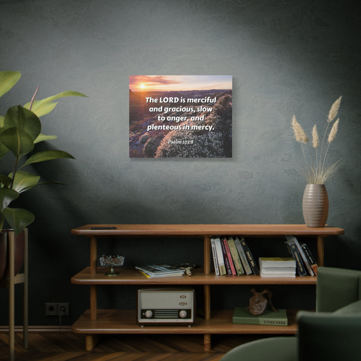 Scripture Canvas Merciful And Gracious Psalm 103:8 Christian Wall Art Bible Verse Print Ready to Hang-Express Your Love Gifts