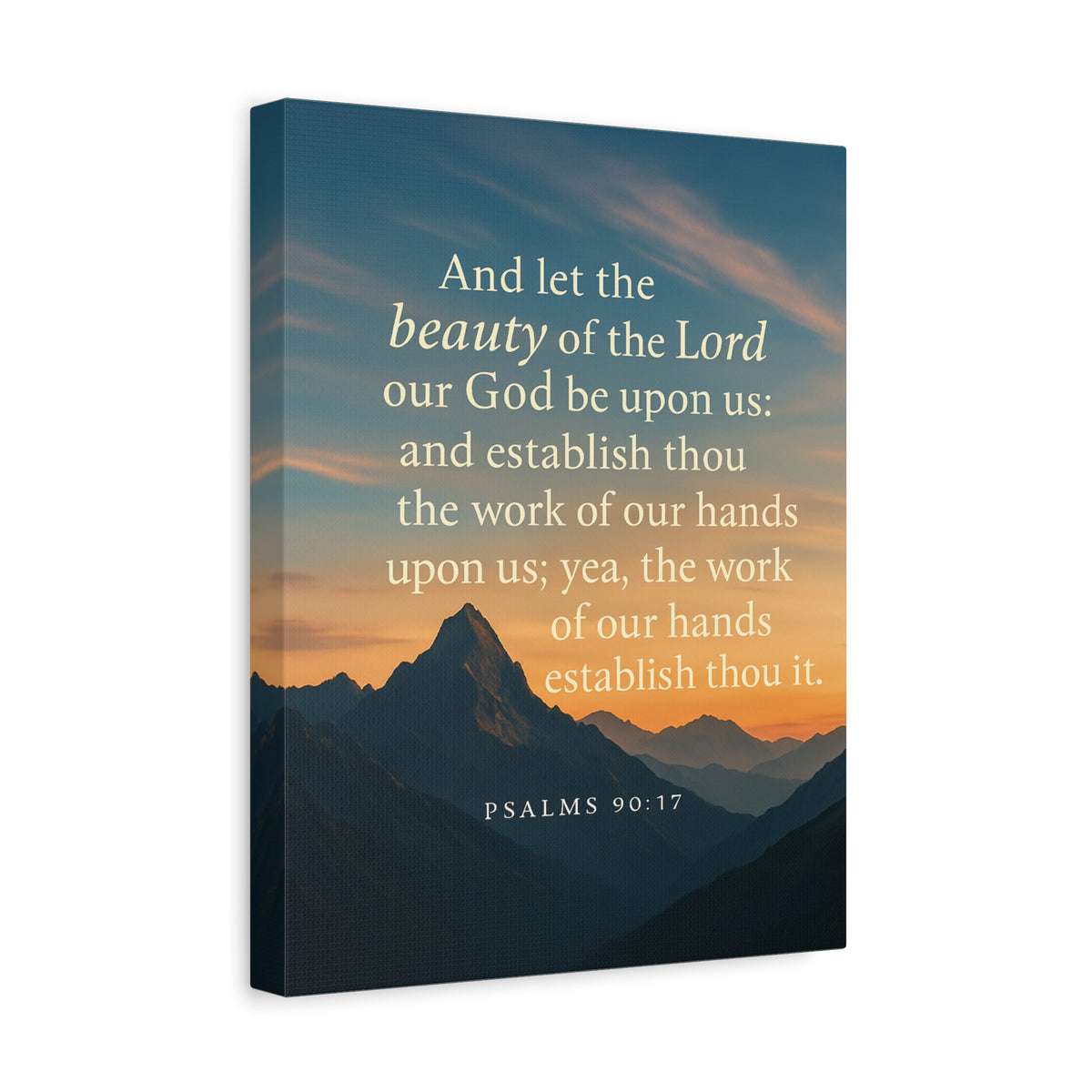 Bible Verse Canvas Psalms 90:17 Christian Home Décor Wall Art Scripture Ready to Hang Faith Print-Express Your Love Gifts