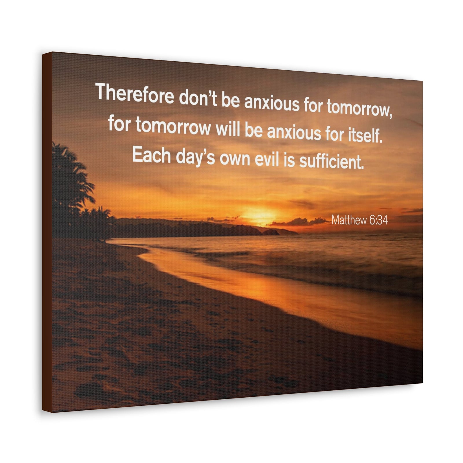 Scripture Walls Don't Be Anxious for Tomorrow Matthew 6:34 Christian Wall Art Print Ready to Hang Unframed-Express Your Love Gifts