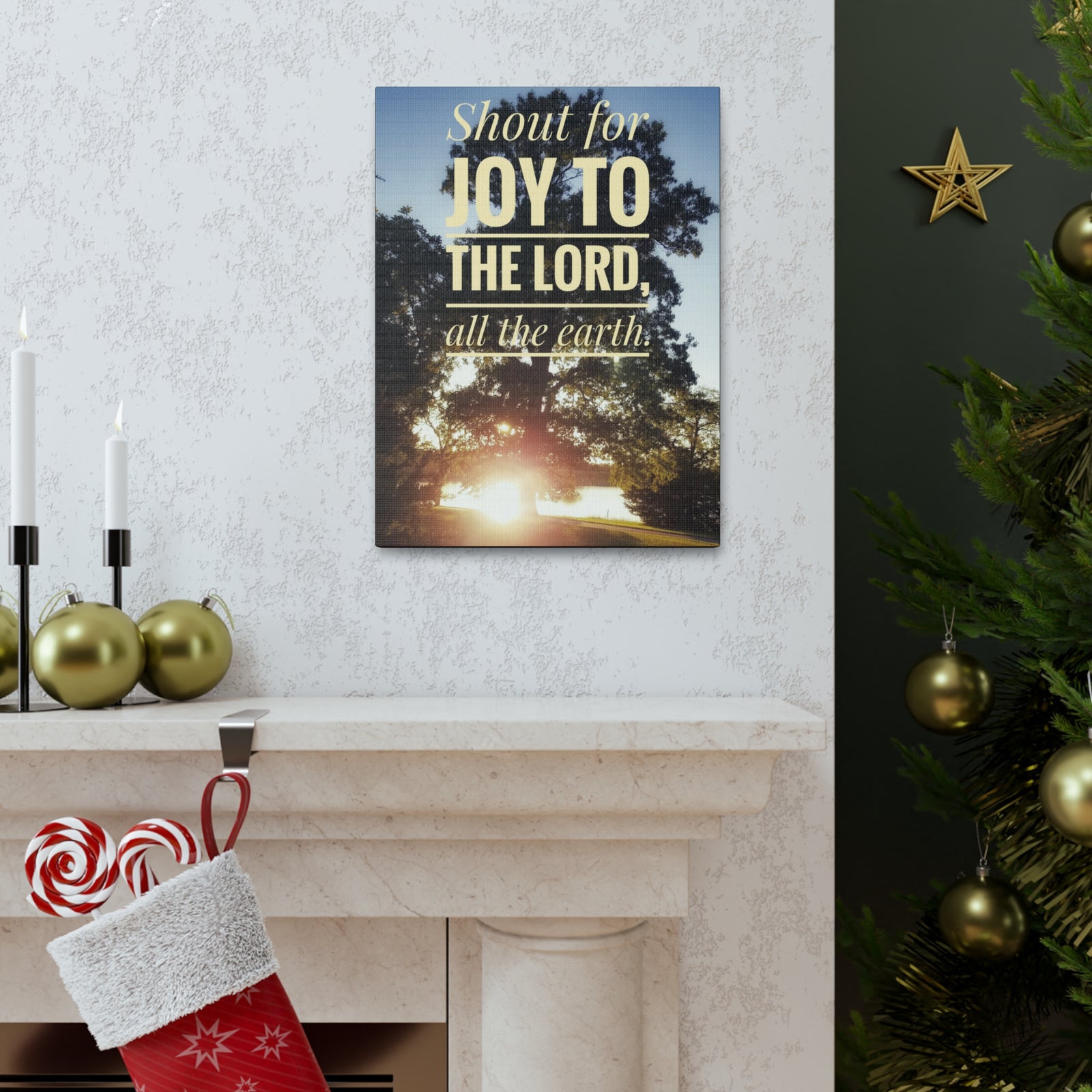 Scripture Walls Shout For Joy Psalm 100:1 Bible Verse Canvas Christian Wall Art Ready to Hang-Express Your Love Gifts