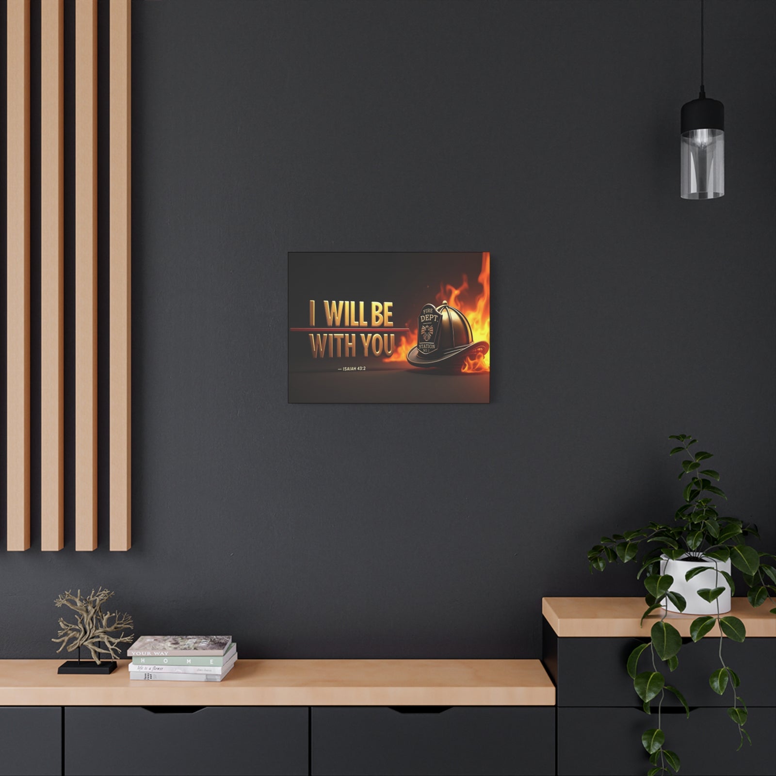 Scripture Walls Isaiah 43:2 Firefighter I Will Be With You Bible Verse Canvas Christian Wall Art Ready to Hang Unframed-Express Your Love Gifts