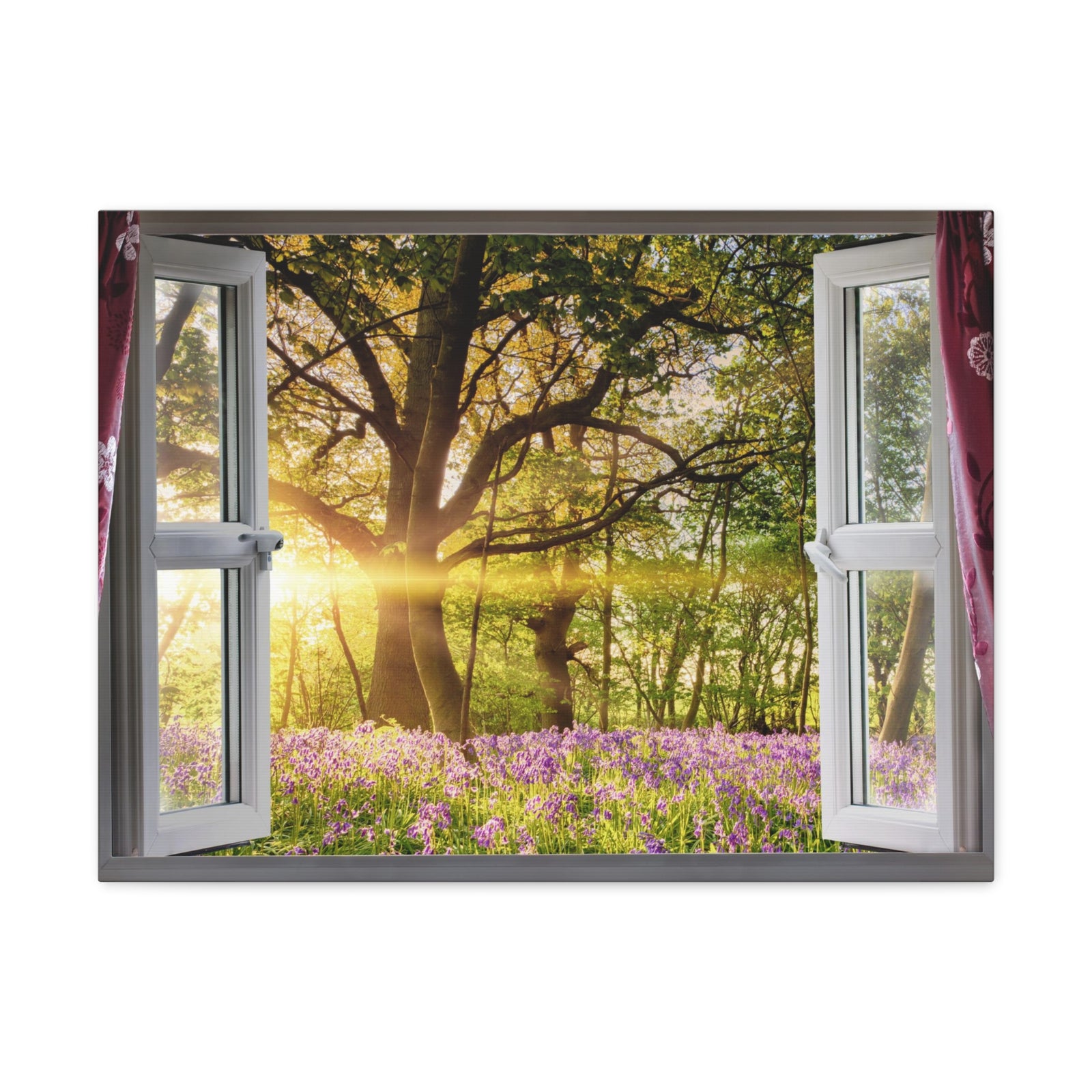 Canvas Print Wall Art Window Flower And Tree View Nature Photography Realism Scenic Landscape Colorful Multicolor for Home Decor Ready to Hang-Express Your Love Gifts