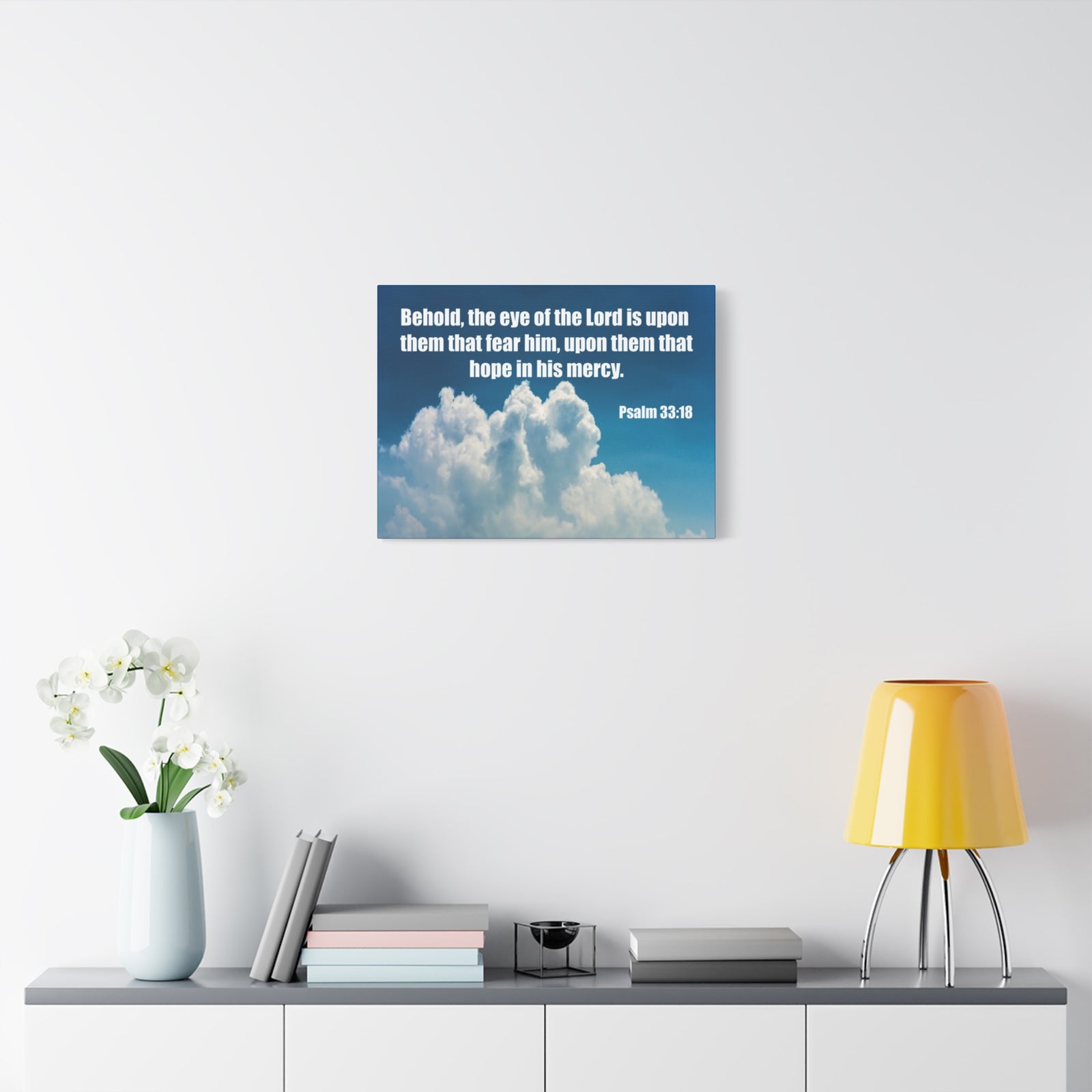 Bible Verse Canvas Hope in His Mercy Psalm 33:18 Christian Home Décor Wall Art Scripture Ready to Hang Faith Print-Express Your Love Gifts