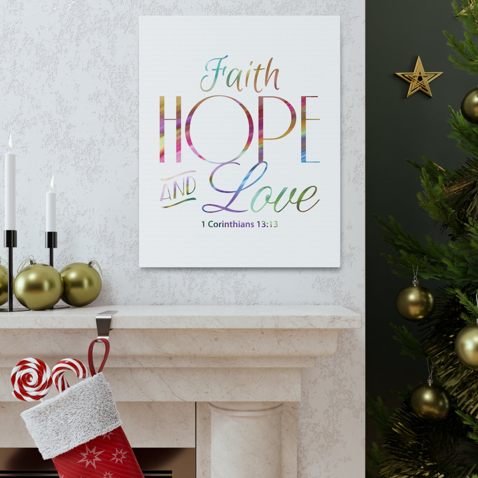 Scripture Canvas Faith Hope And Love 1 Corinthians 13:13 Christian Wall Art Bible Verse Print Ready To Hang-Express Your Love Gifts