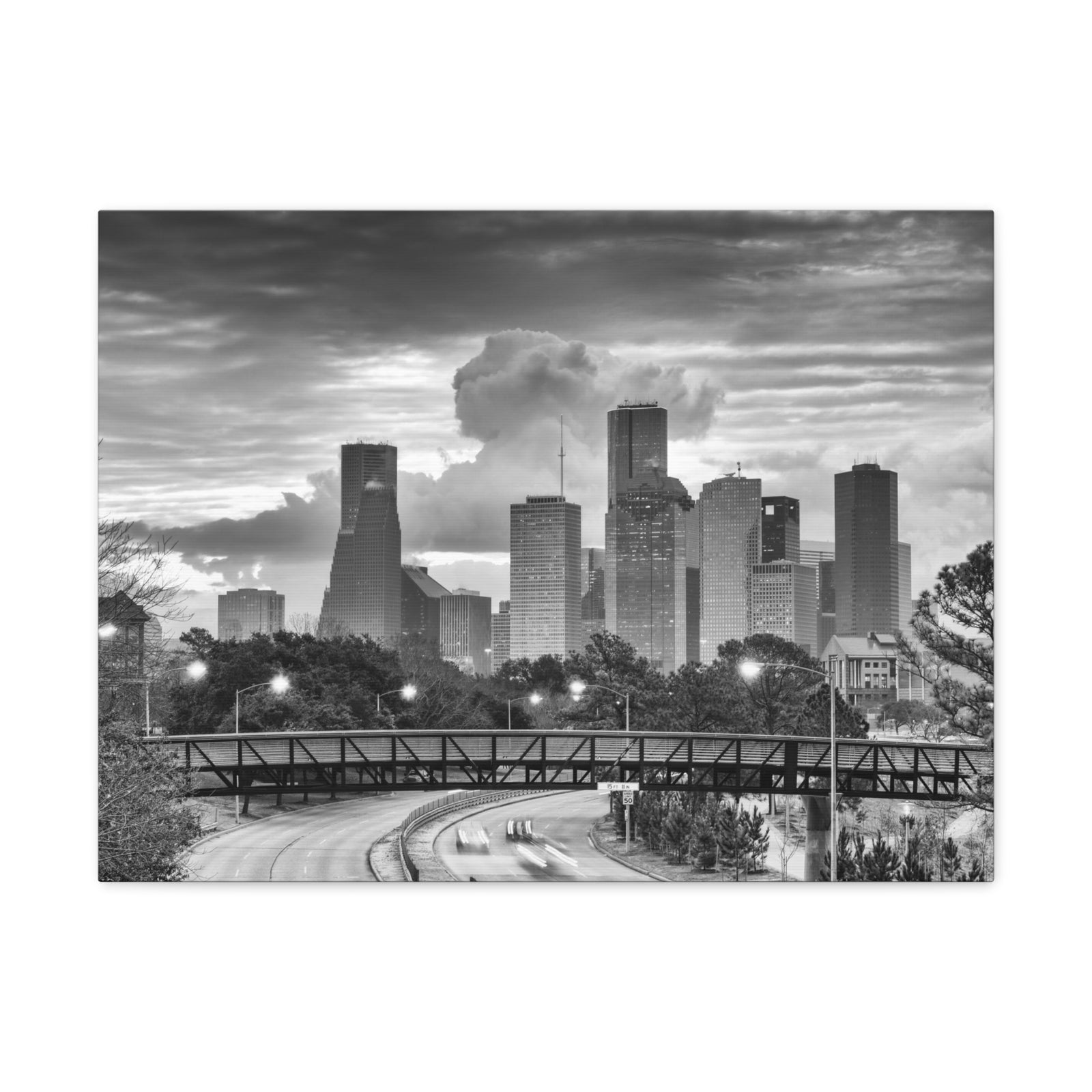 Houston Black And White Skyline Canvas Artwork High-Quality Breathtaking Stunning Cityscape for Home Decor Ready to Hang-Express Your Love Gifts