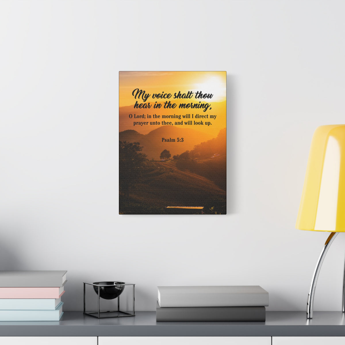 Bible Verse Canvas Morning Prayer Psalm 5:3 Christian Home Decor Scripture Art-Express Your Love Gifts