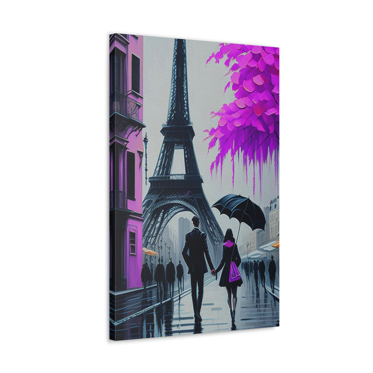 Romantic Couple Paris Eiffel Tower France Canvas Artwork High-Quality Breathtaking French City for Home Decor Ready to Hang-Express Your Love Gifts