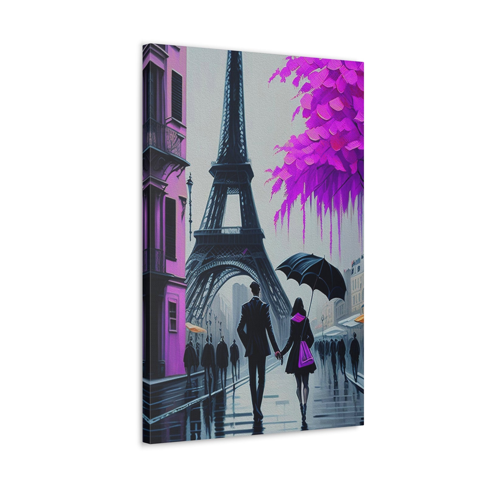 Romantic Couple Paris Eiffel Tower France Canvas Artwork High-Quality Breathtaking French City for Home Decor Ready to Hang-Express Your Love Gifts