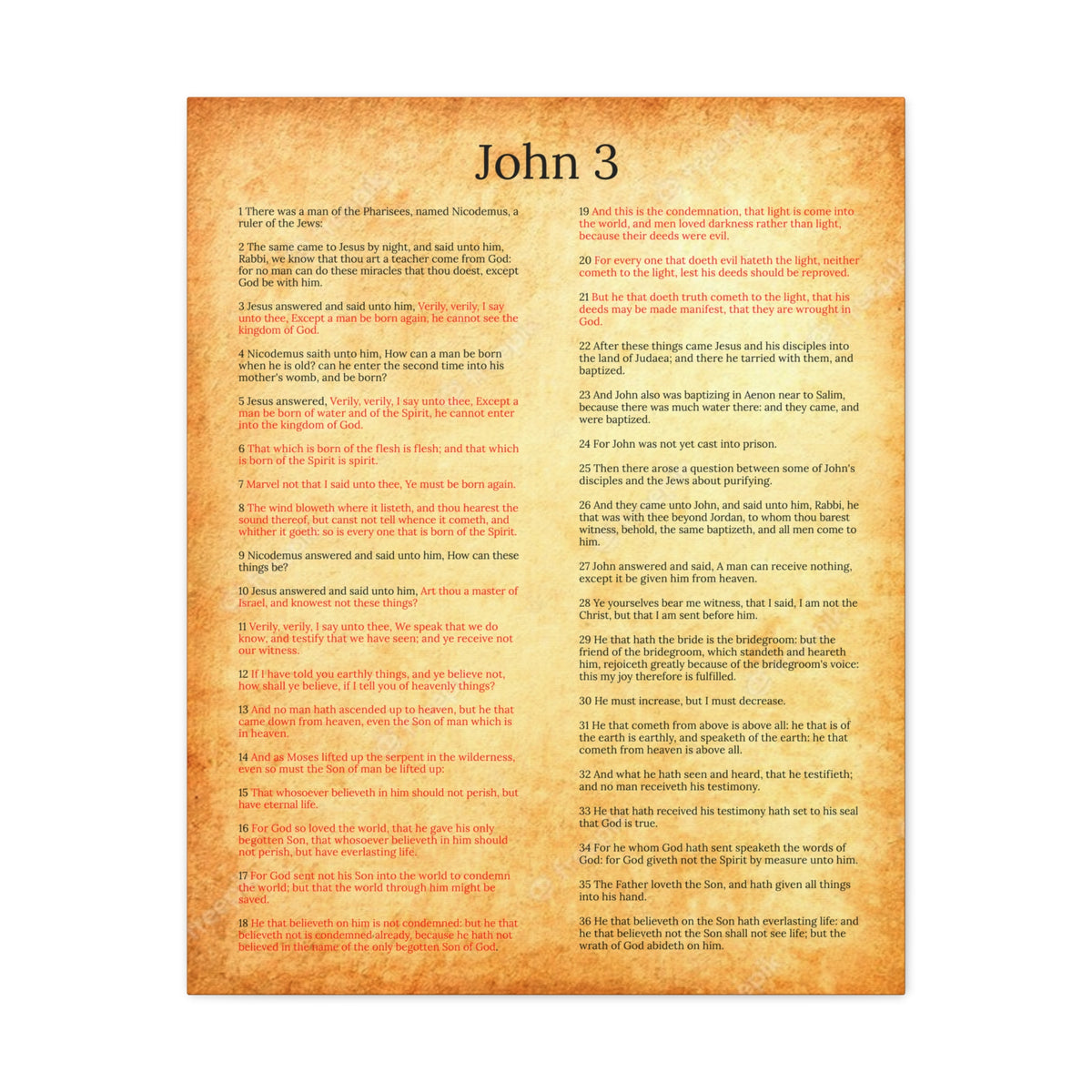 Scripture Walls John 3 Jesus and Nicodemus Gold Christian Wall Art Print Ready to Hang Unframed-Express Your Love Gifts