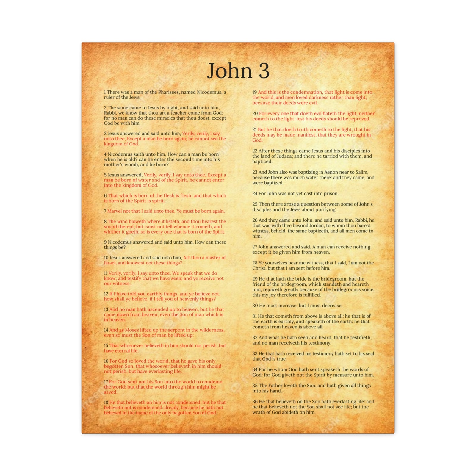 Scripture Walls John 3 Jesus and Nicodemus Gold Christian Wall Art Print Ready to Hang Unframed-Express Your Love Gifts