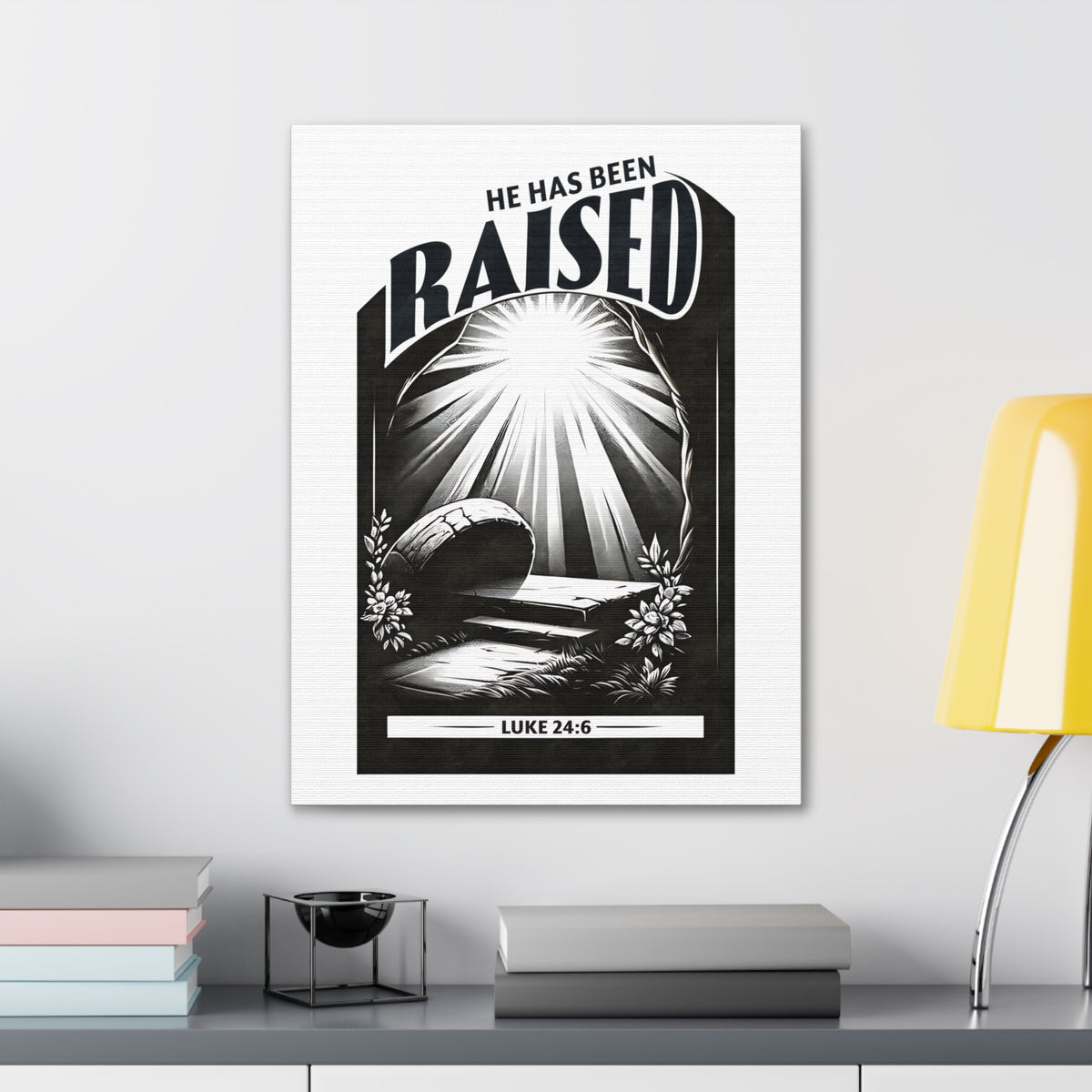 Scripture Walls Luke 24:6 He Has Been Raised Bible Verse Canvas Christian Wall Art Ready to Hang Unframed-Express Your Love Gifts