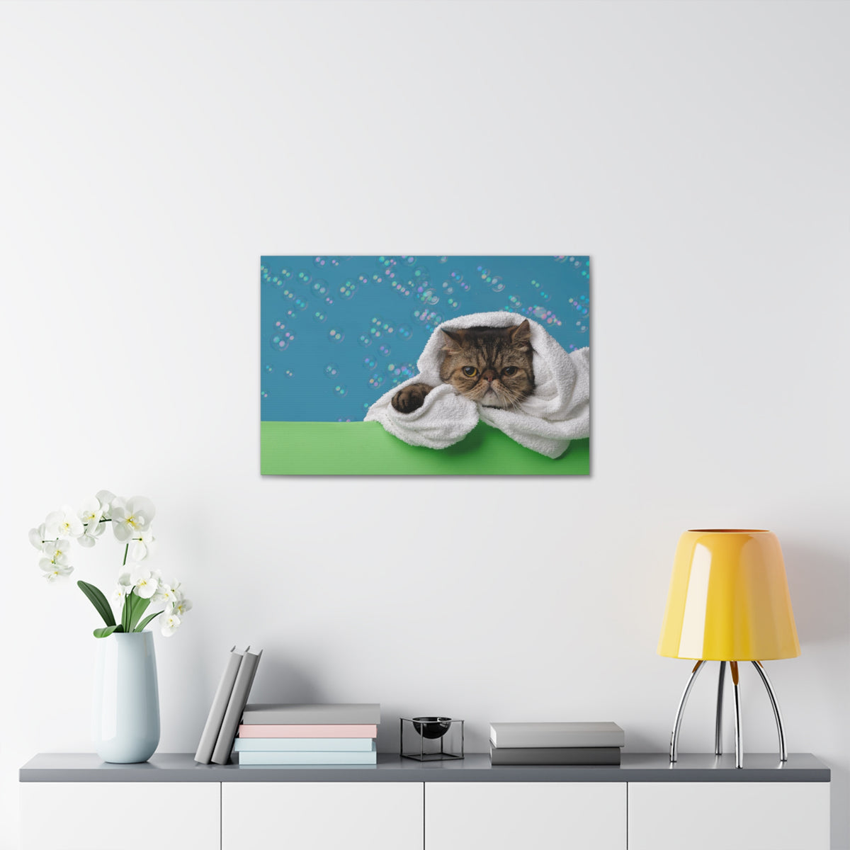 Cute Exotic Shorthair Bathee Canvas Wall Art for Home Decor Ready-to-Hang-Express Your Love Gifts