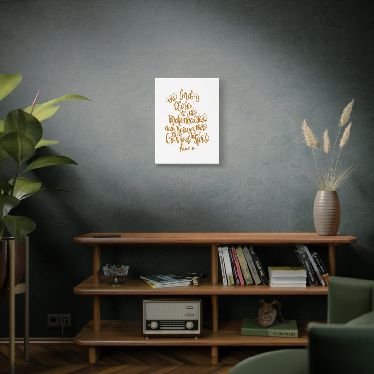 Scripture Canvas The Lord Is Close Psalm 34:18 Christian Wall Art Bible Verse Print Ready To Hang-Express Your Love Gifts