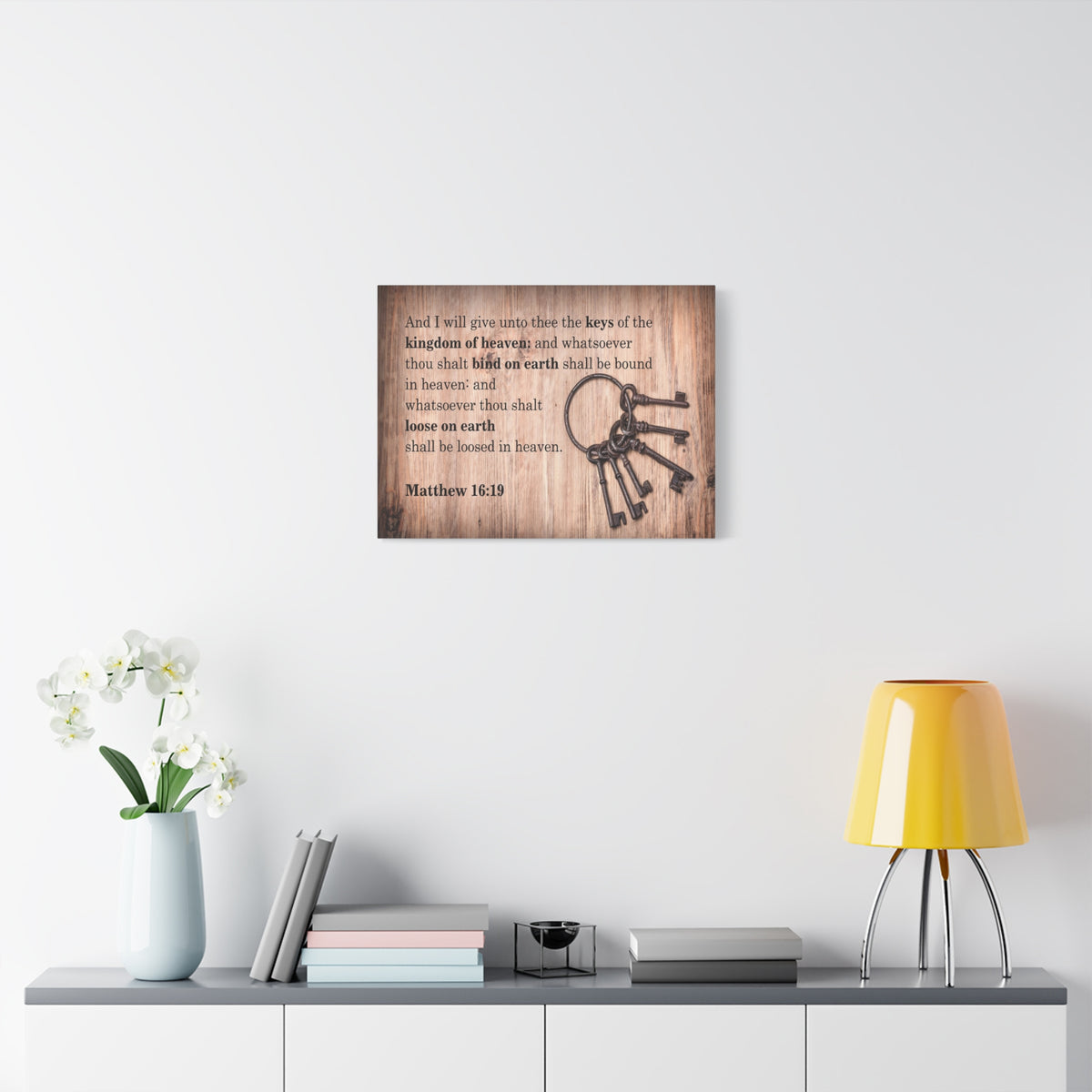 Scripture Canvas Bind on Earth Matthew 16:19 Christian Wall Art Bible Verse Print Ready to Hang-Express Your Love Gifts