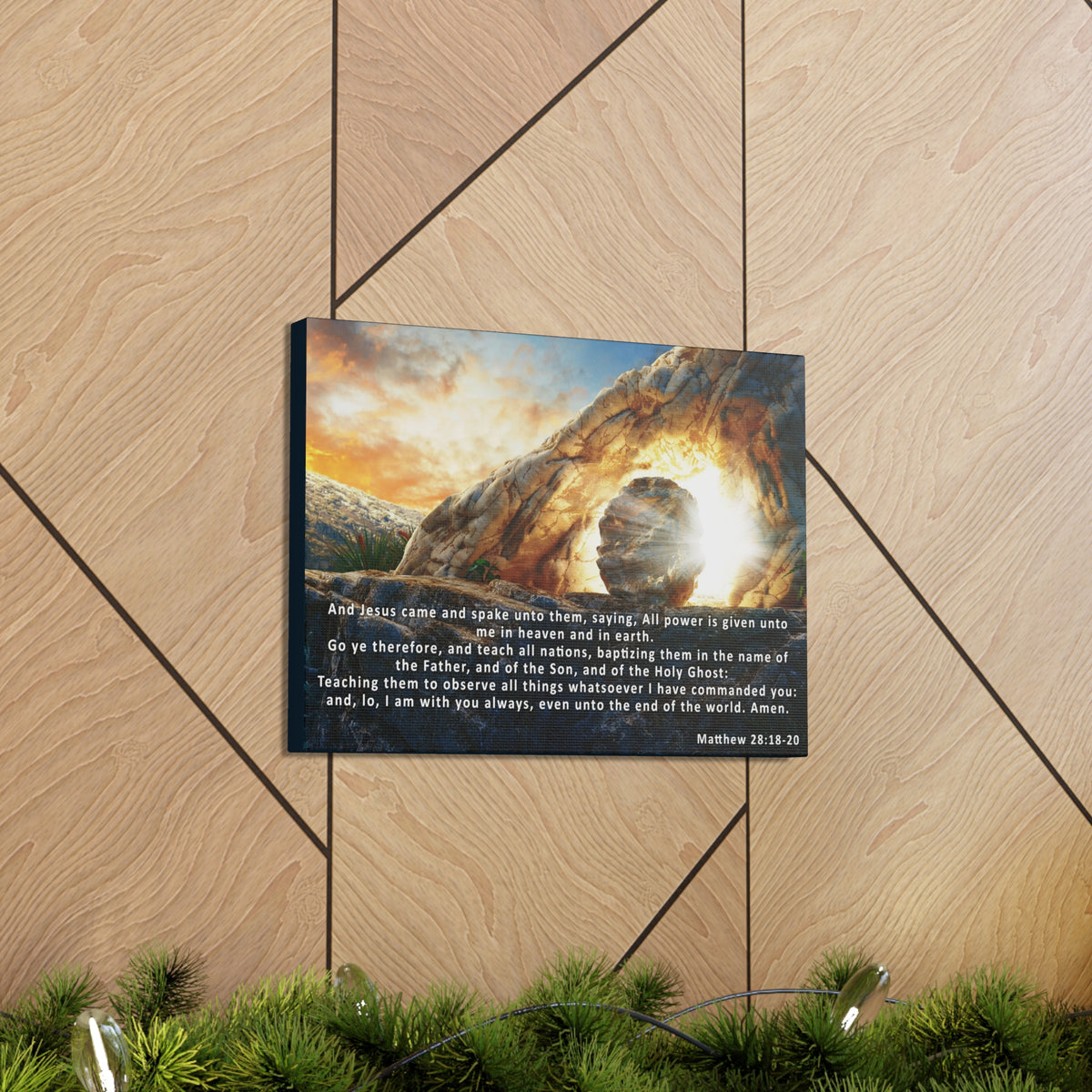 Scripture Walls Matthew 28:18-20 KJV Bible Verse Canvas Christian Wall Art Ready to Hang Unframed-Express Your Love Gifts