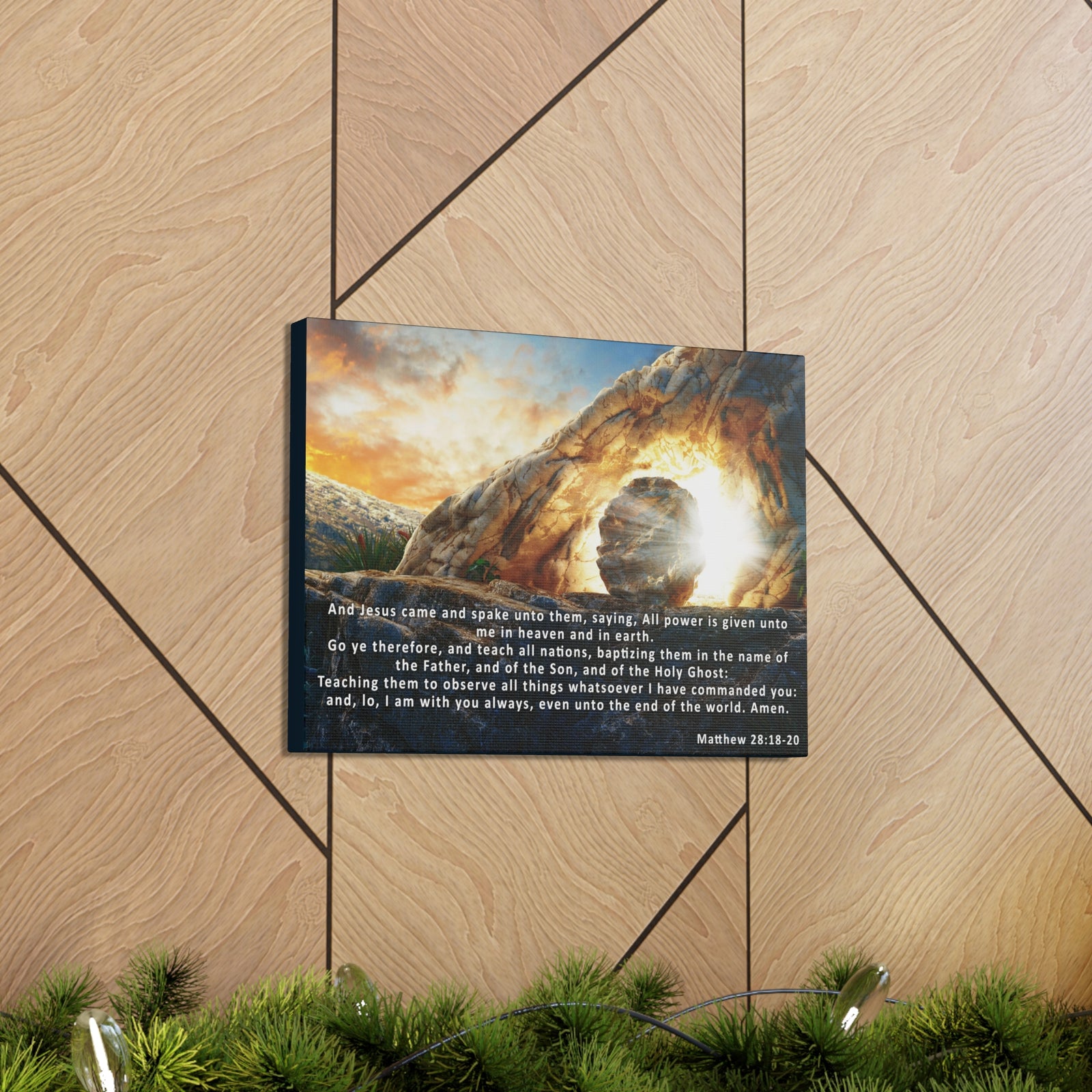 Scripture Walls Matthew 28:18-20 KJV Bible Verse Canvas Christian Wall Art Ready to Hang Unframed-Express Your Love Gifts