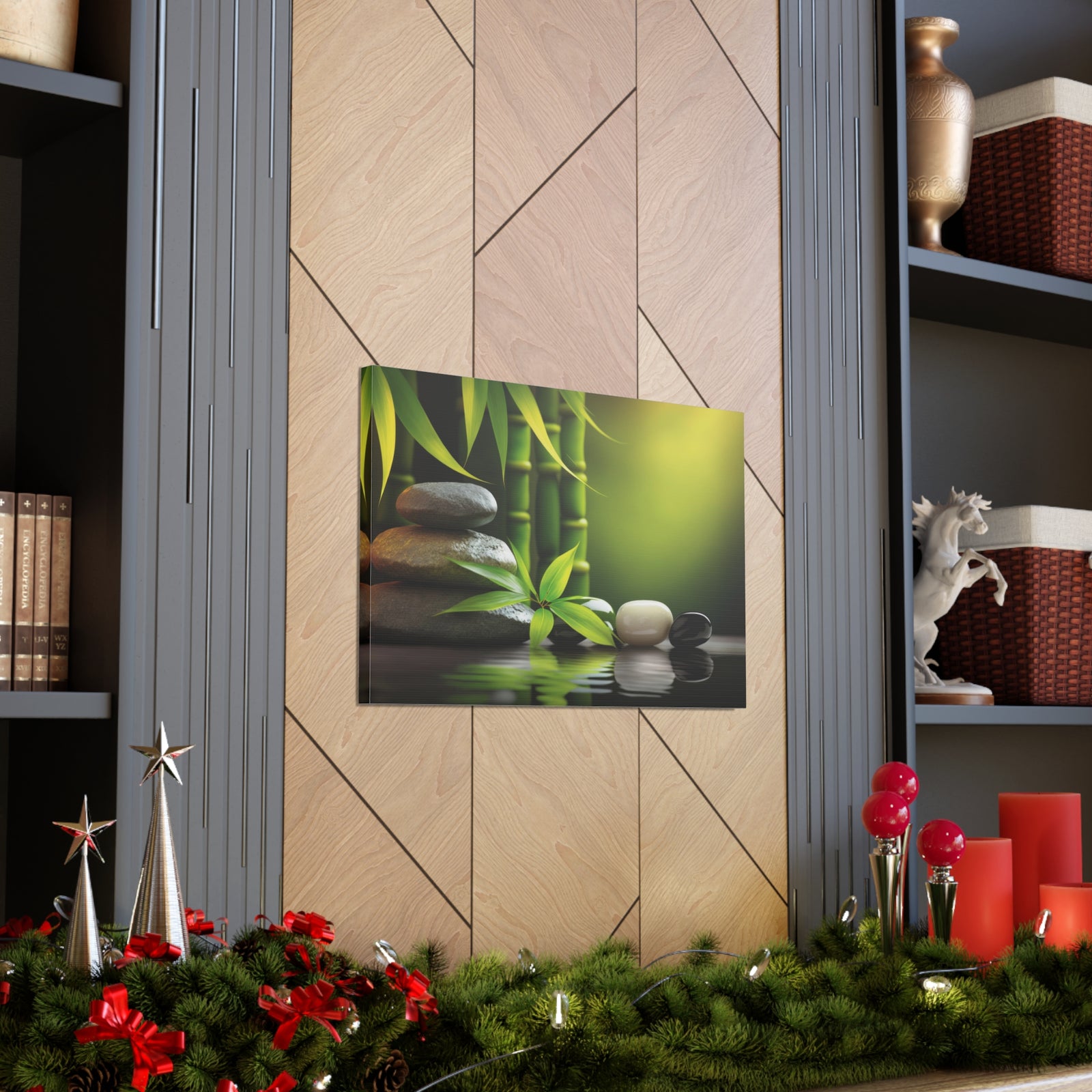 Spa Background with Stones Forest Floral Nature Photography Canvas Wall Art for Home Decor Ready-to-Hang-Express Your Love Gifts