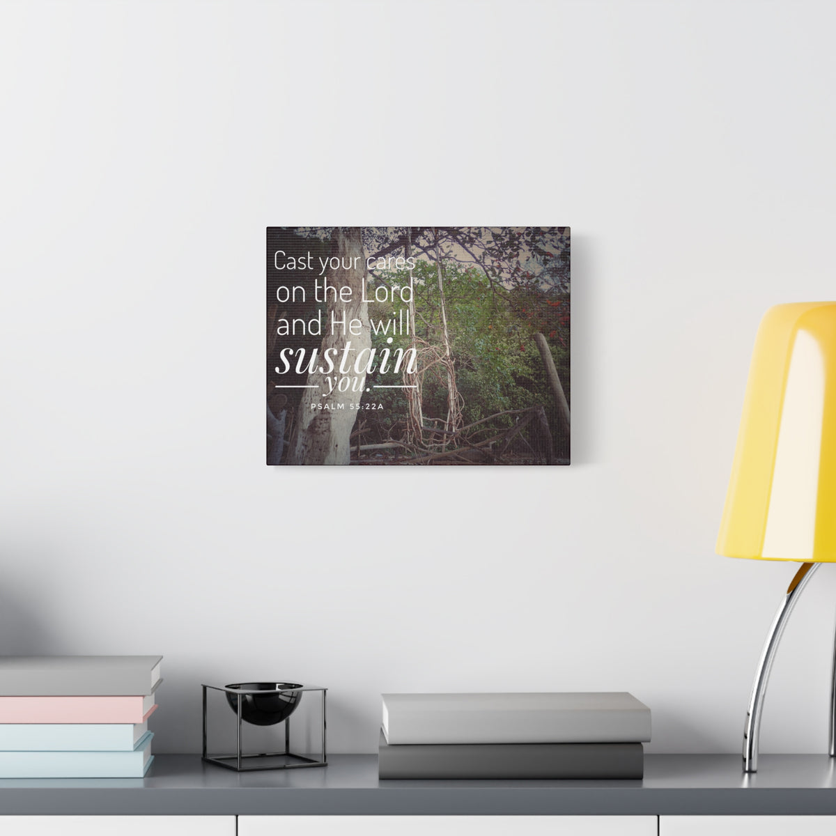 Scripture Walls He Will Sustain You Psalm 55:22 Bible Verse Canvas Christian Wall Art Ready to Hang-Express Your Love Gifts