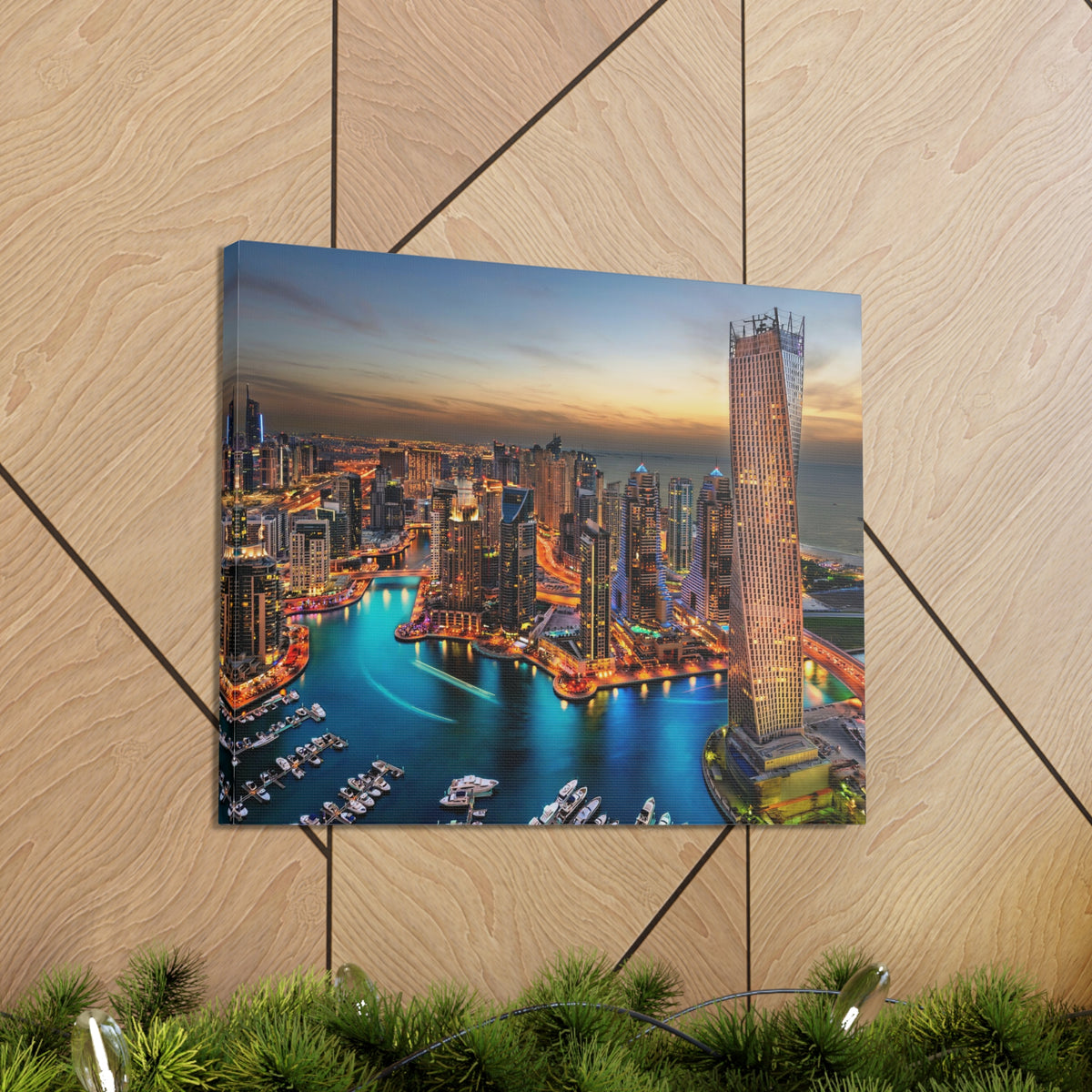 Dubai Night Skyline Canvas Artwork High-Quality Breathtaking Stunning Cityscape for Home Decor Ready to Hang-Express Your Love Gifts