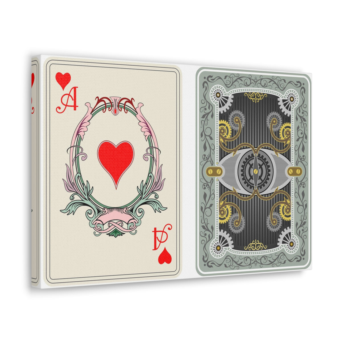 Steampunk Style Ace Of Hearts Playing Card Canvas Wall Art for Home Decor Ready-to-Hang-Express Your Love Gifts