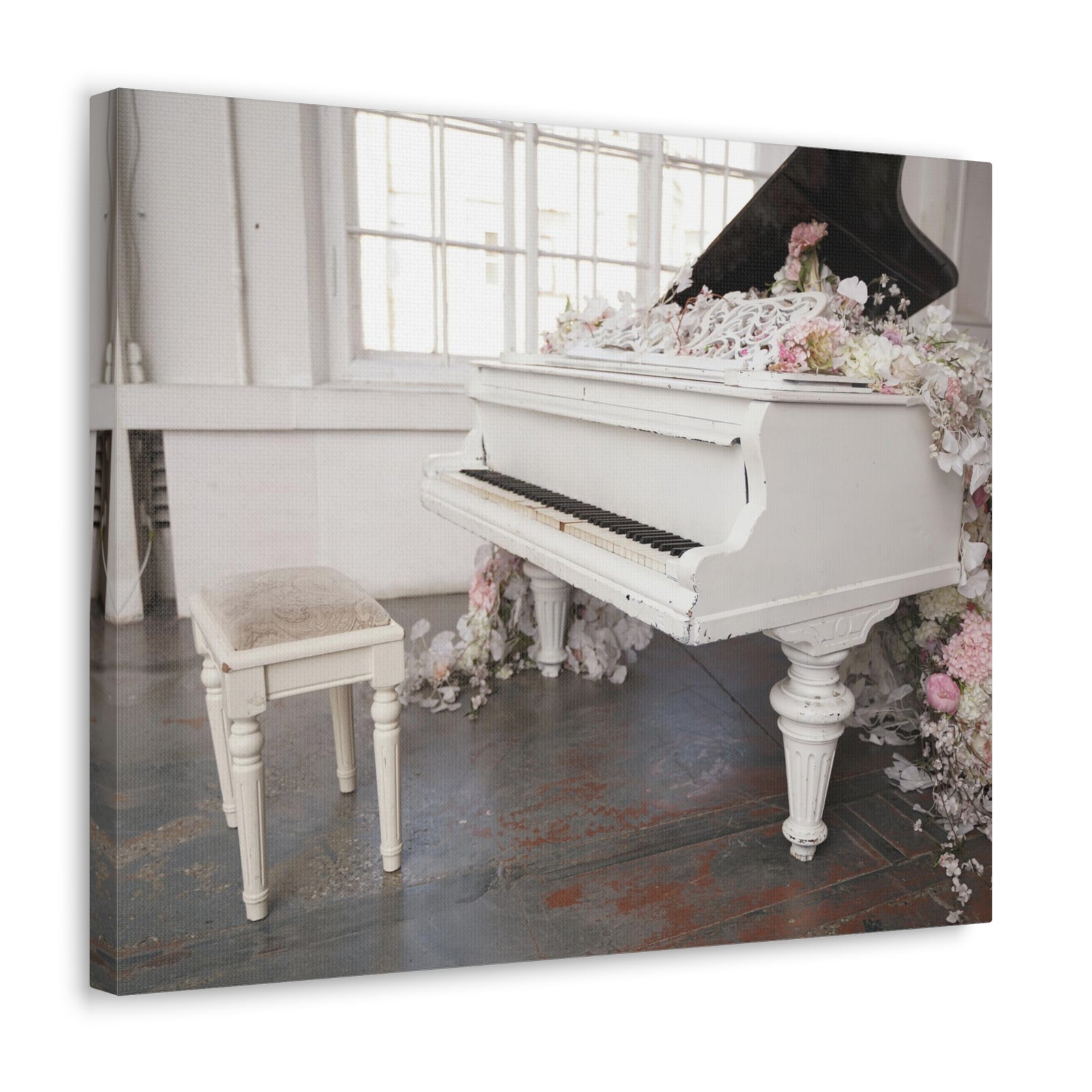 Piano with Flowers Music Lover's Delight Piano Keyboard Canvas Wall Art for Home Decor Ready-to-Hang-Express Your Love Gifts