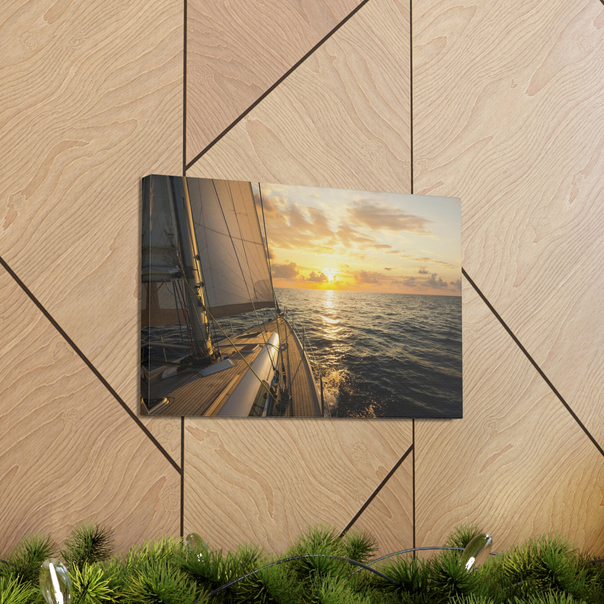 Sailboat Sailing In Mediterranean Sea At Sunset Ocean Canvas Wall Art for Home Decor Ready-to-Hang-Express Your Love Gifts