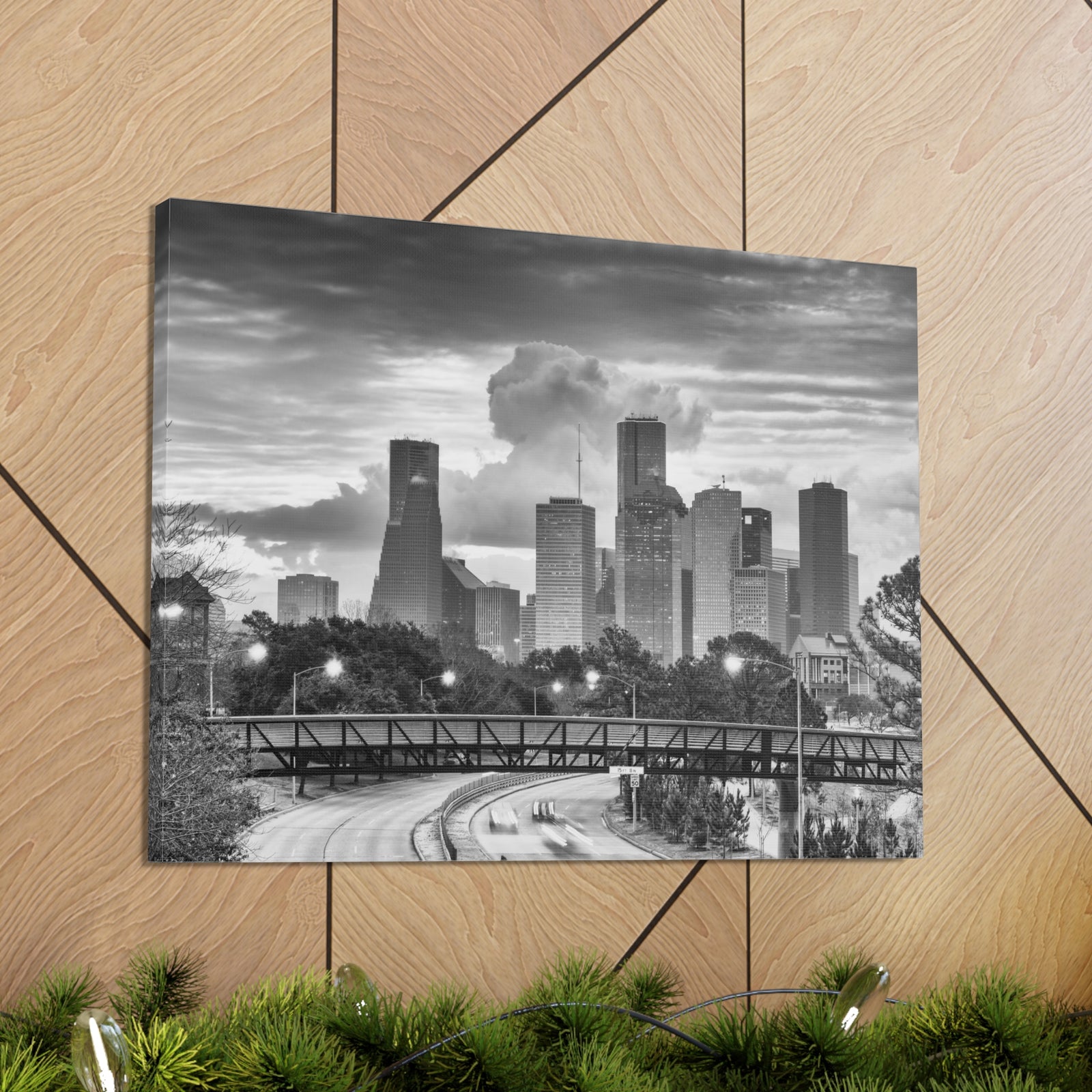 Houston Black And White Skyline Canvas Artwork High-Quality Breathtaking Stunning Cityscape for Home Decor Ready to Hang-Express Your Love Gifts