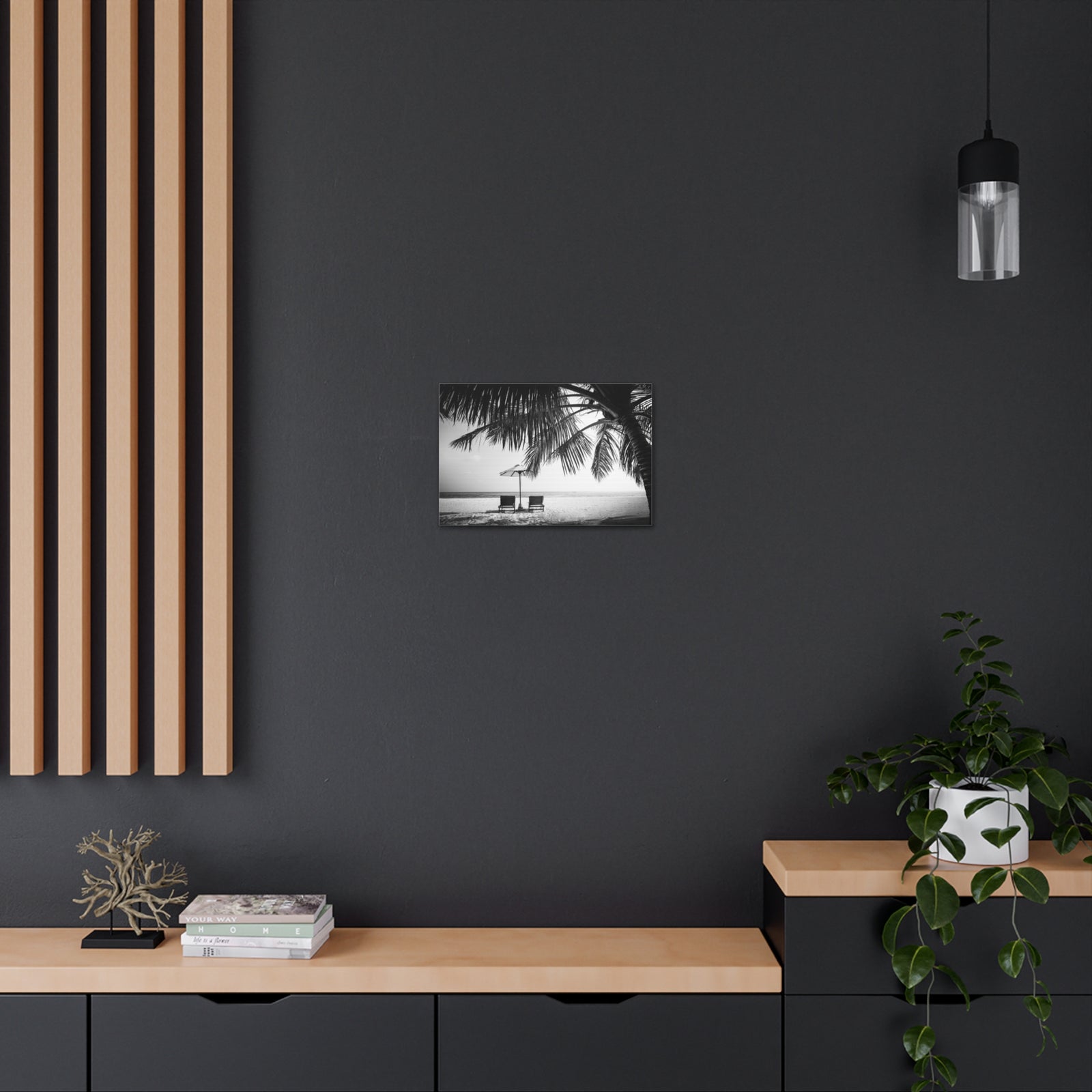 Perfect Black White Beach Scene Ocean Canvas Wall Art for Home Decor Ready-to-Hang-Express Your Love Gifts