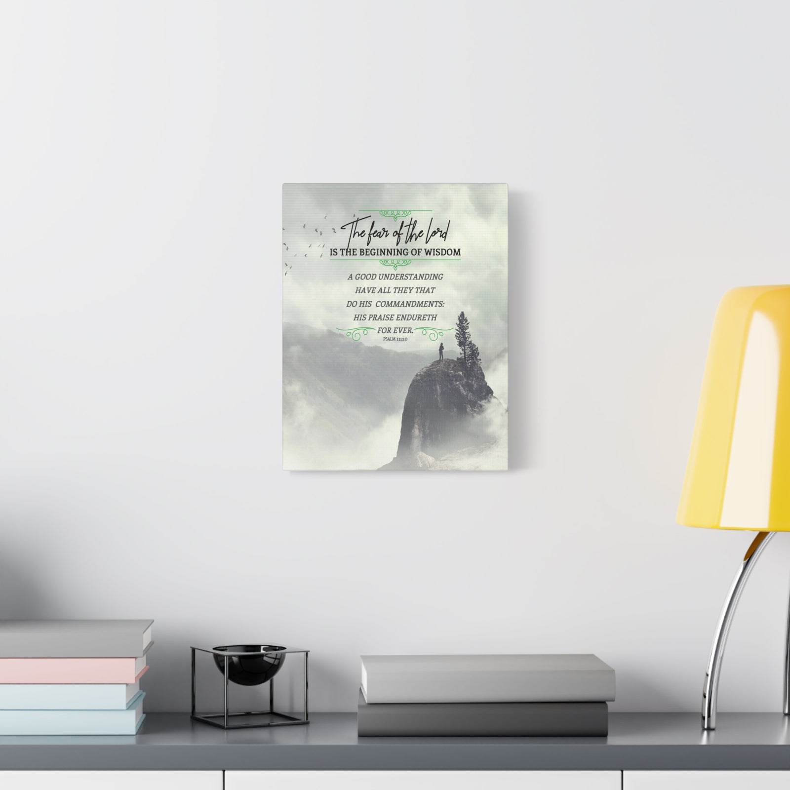 Scripture Canvas The Fear of The Lord Psalm 111:10 Christian Wall Art Bible Verse Print Ready to Hang-Express Your Love Gifts